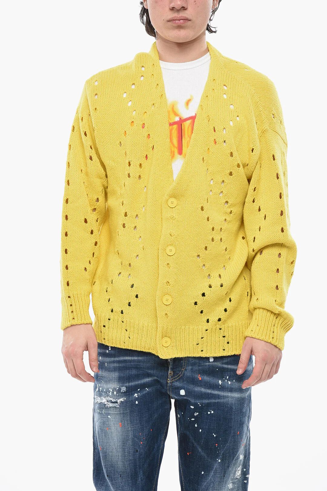 Givenchy og1mm0326 Alpaca-Blend Cardigan in Yellow Size US XS / EU 42 / 0 - 1 Thumbnail