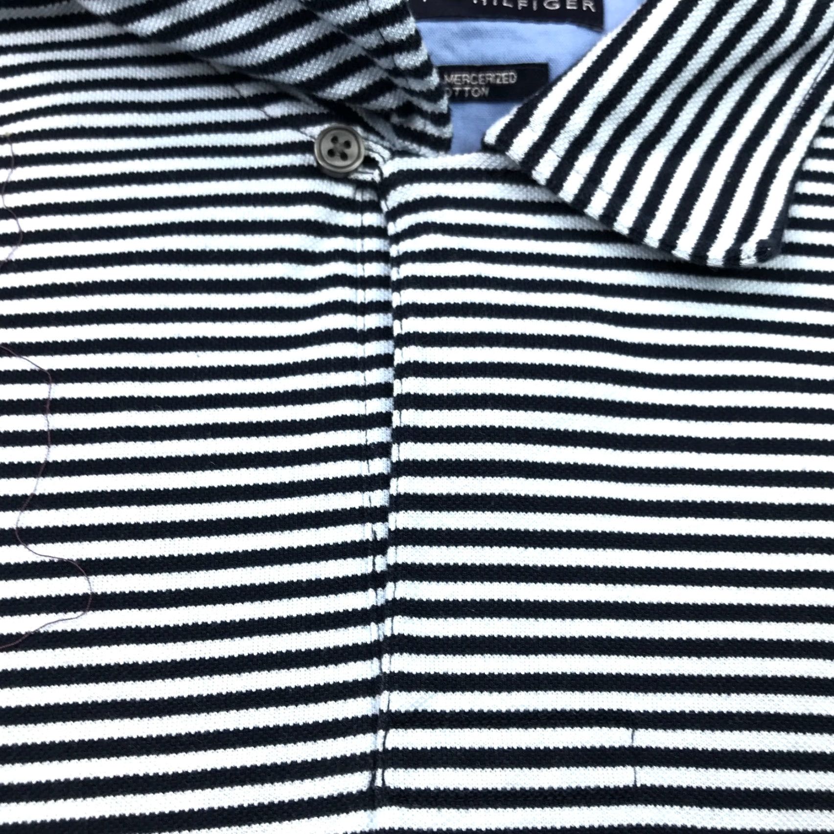 Tommy Hilfiger Tommy Hilfiger Polo Shirt Mens Large Blue White Striped Mercerized Cotton Size US L / EU 52-54 / 3 - 3 Thumbnail