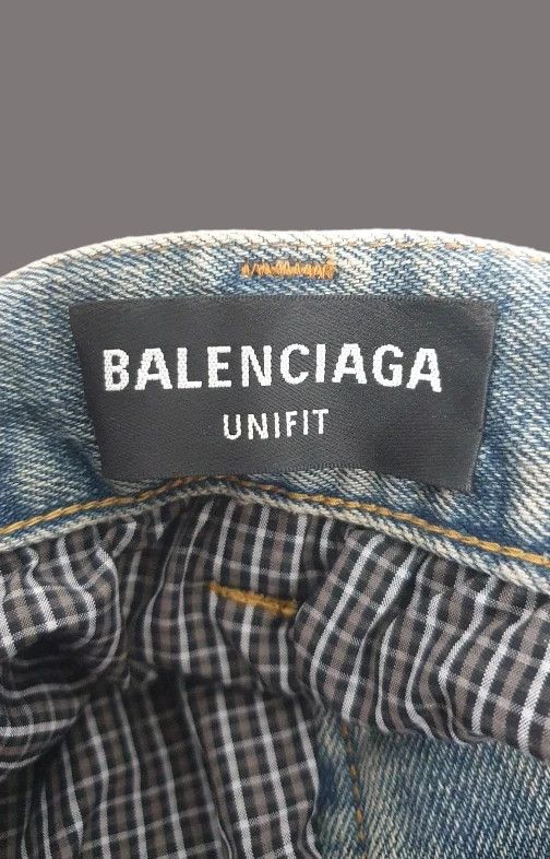 Balenciaga Balenciaga Blue Destroyed Boxer AW21 Straight Jeans Size XS Size US 29 - 3 Thumbnail