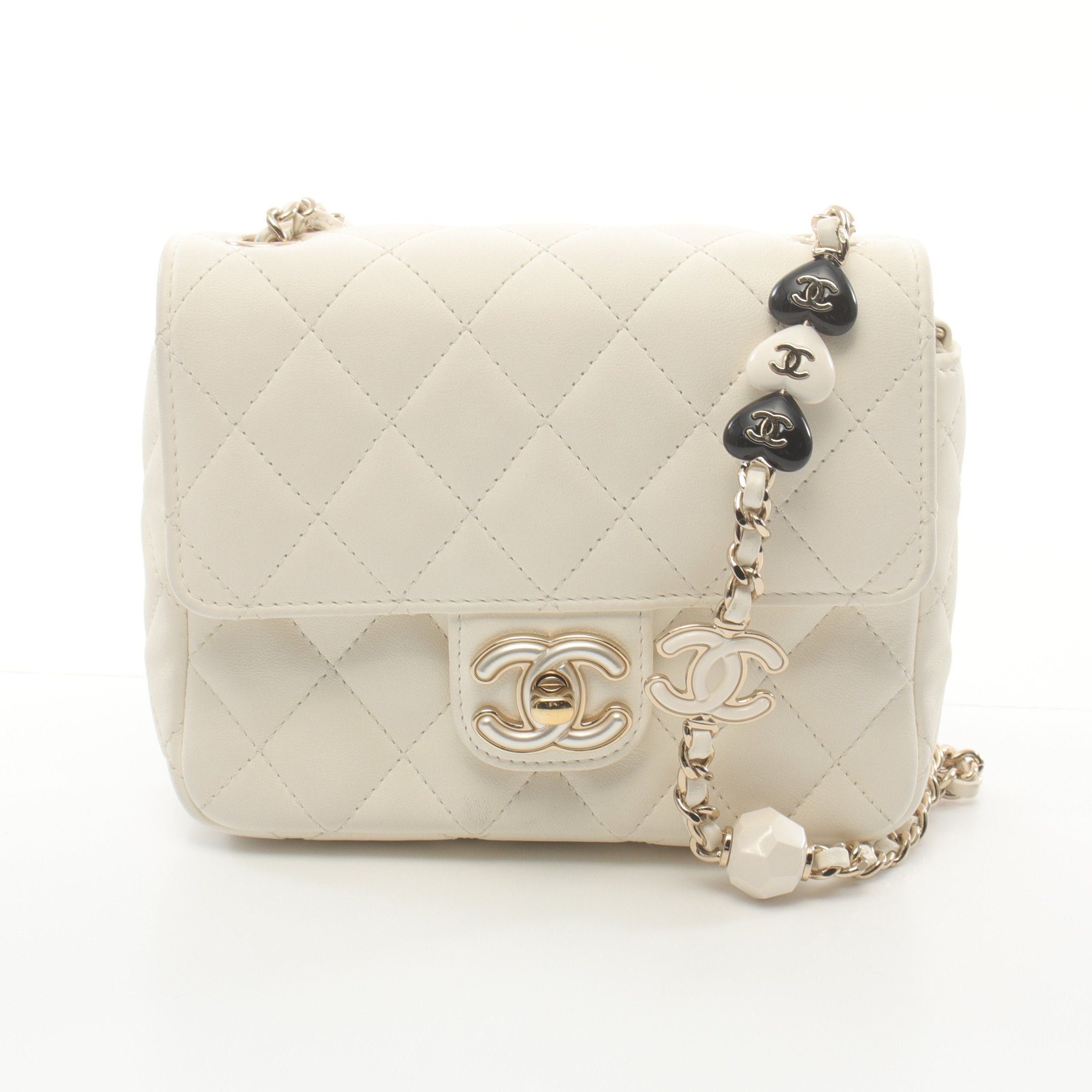 Chanel Chanel Mini Matelasse Chain Shoulder Bag Lambskin White Gold Hardware Size ONE SIZE - 1 Thumbnail