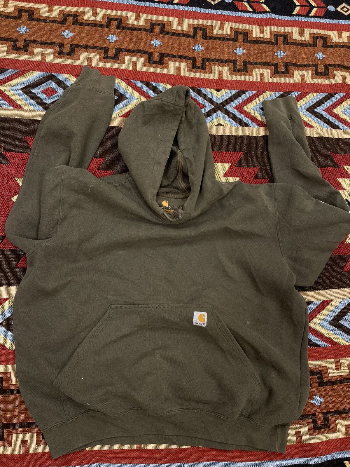 Carhartt × Carhartt Wip CARHARTT GREEN IVORY HOODIE SZ L Size US L / EU 52-54 / 3 - 1 Thumbnail