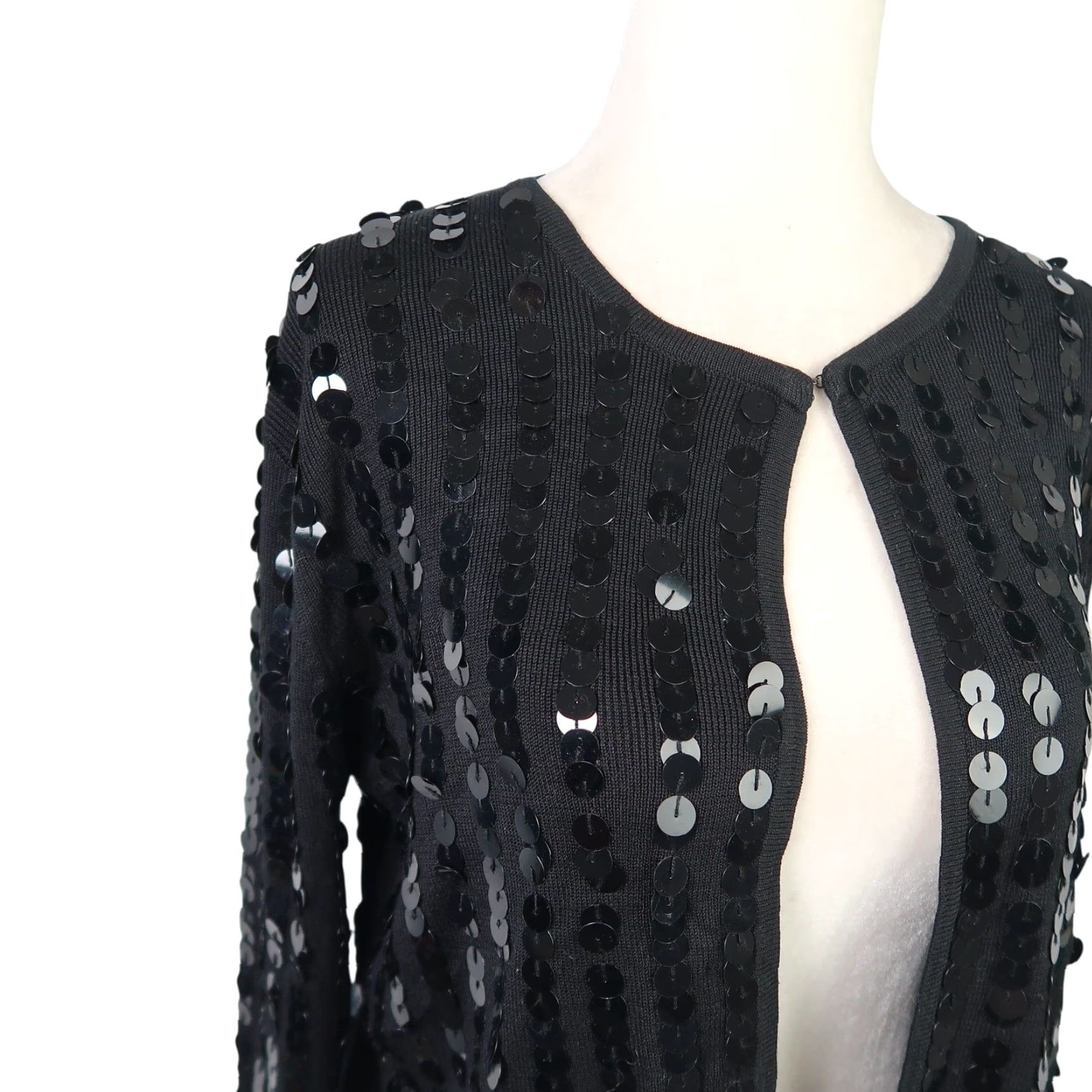 Vintage VINTAGE 90s Joseph A Black Silk Knit Sequin Cardigan Sweater L Cardigan Womens Sequin 90s Size L / US 10 / IT 46 - 2 Thumbnail
