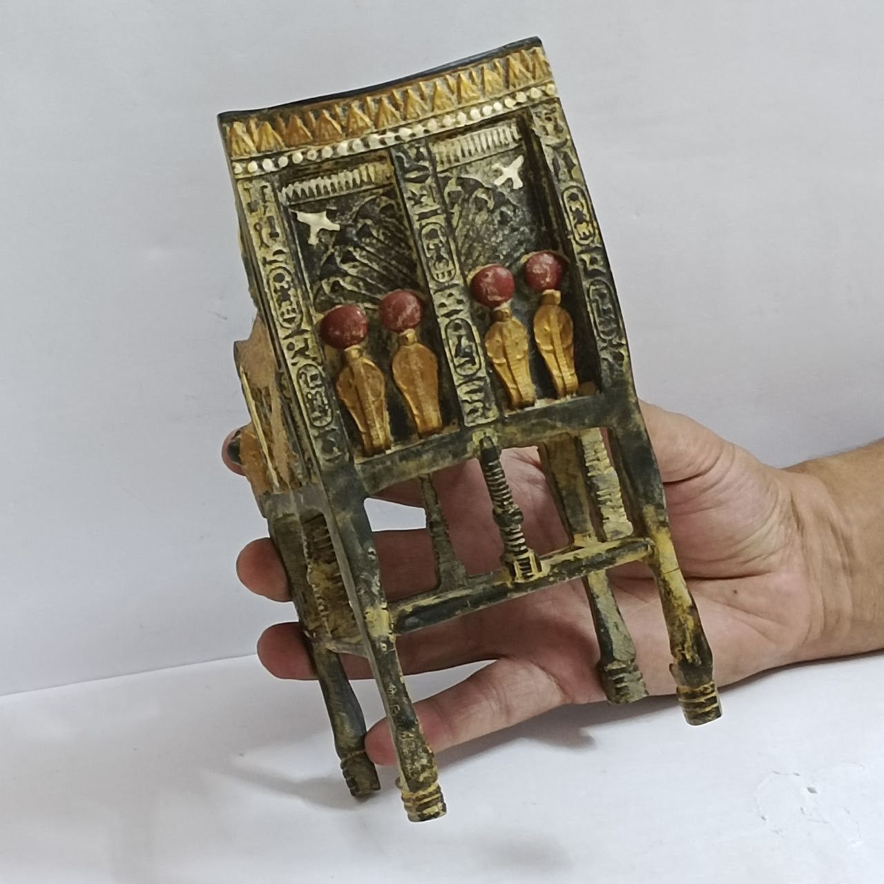 Handmade Egyptian-style of King Tut's throne – Handcrafted Pharaonic Size ONE SIZE - 4 Thumbnail
