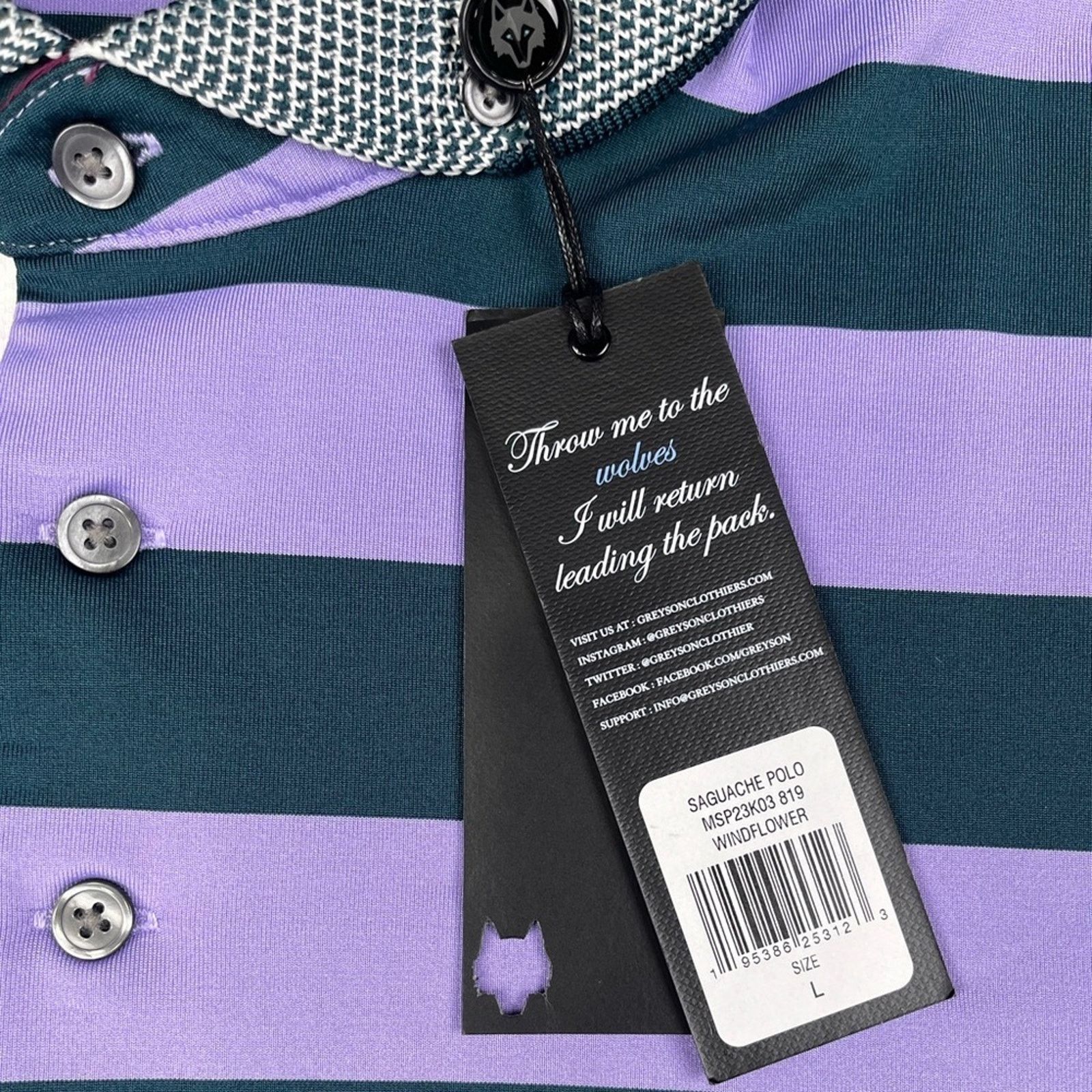 Other Greyson Men’s L Purple Saguache Striped Windflower Golf Polo Size US L / EU 52-54 / 3 - 5 Thumbnail