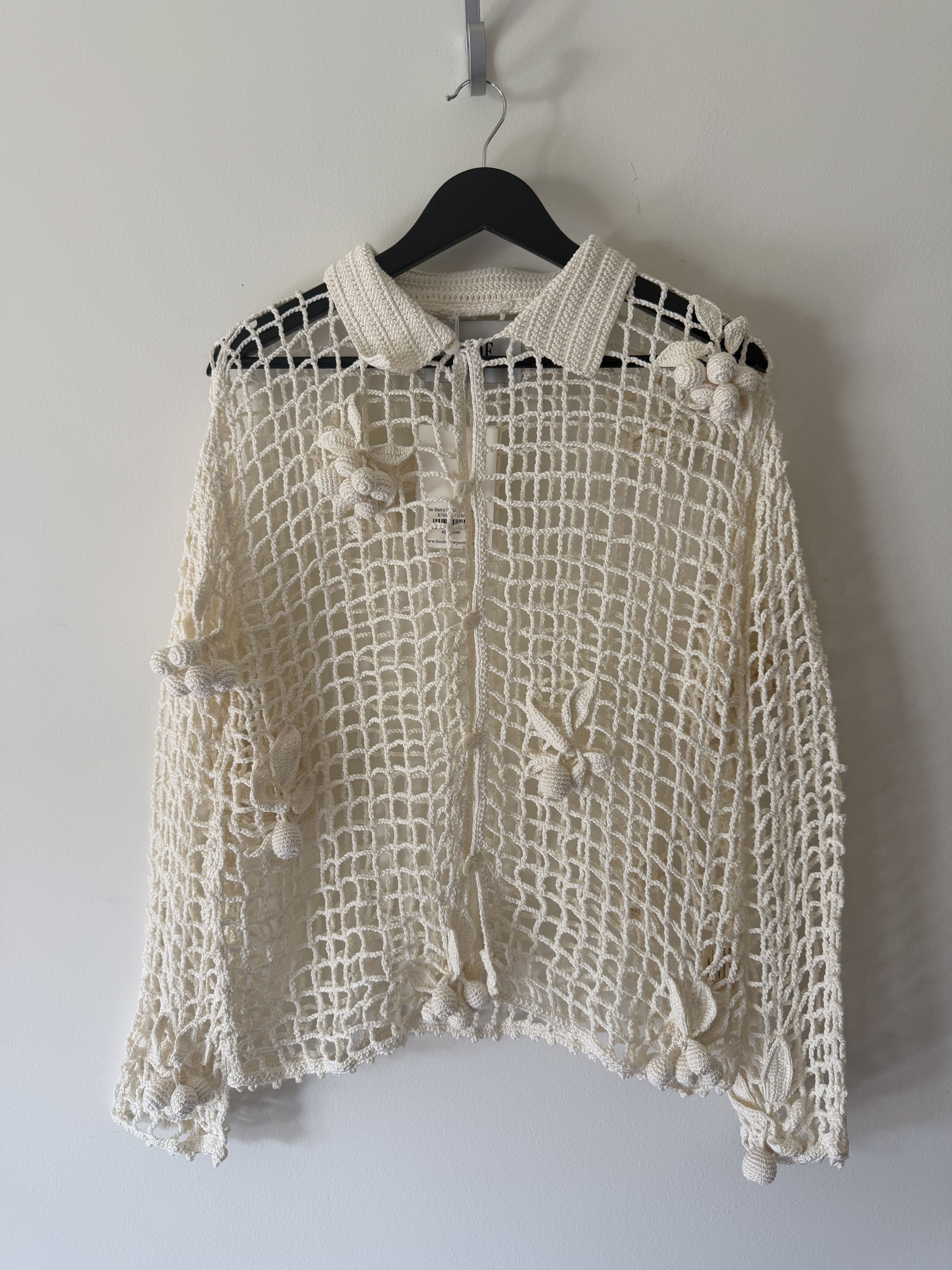 Bode Bode Berry Crochet Overshirt in White Size US S / EU 44-46 / 1 - 1 Thumbnail