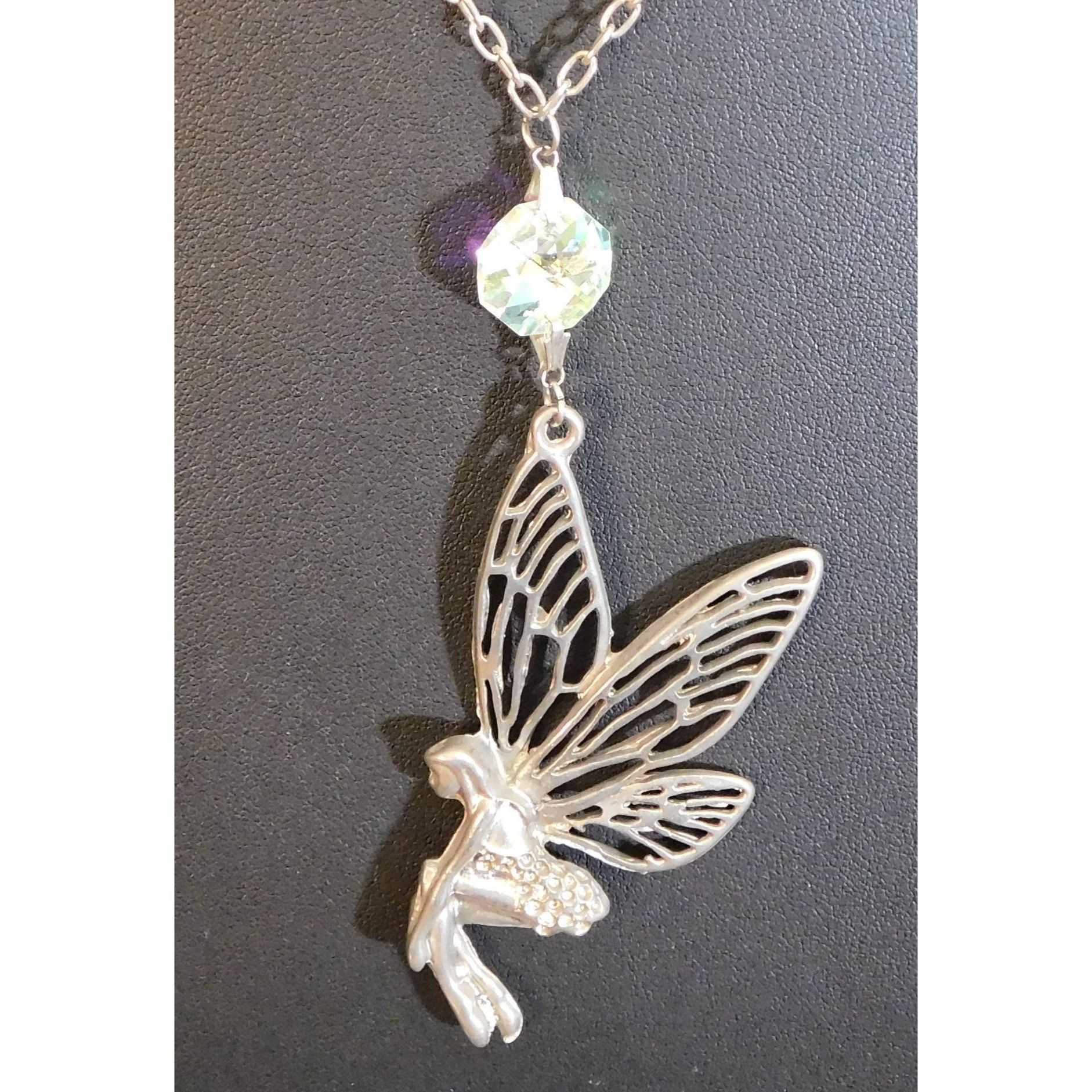 Other Fairycore Silver Tone Fairy Pendant Necklace With AB Gem Acc Size ONE SIZE - 1 Thumbnail