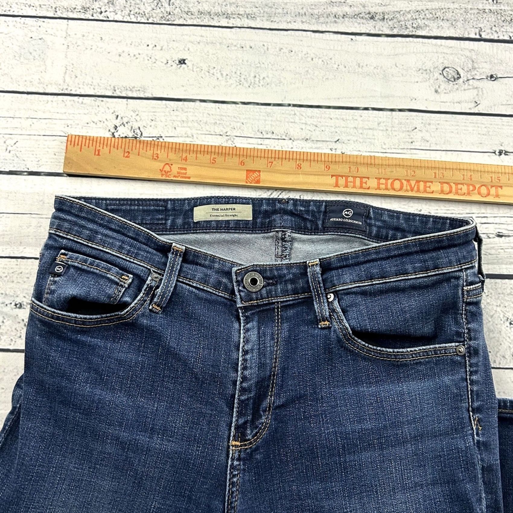 Denime Adriano Goldschmied AD The Harper Skinny Medium Wash Denim Blue Jeans Women's 27 Size 27" / US 4 / IT 40 - 5 Thumbnail