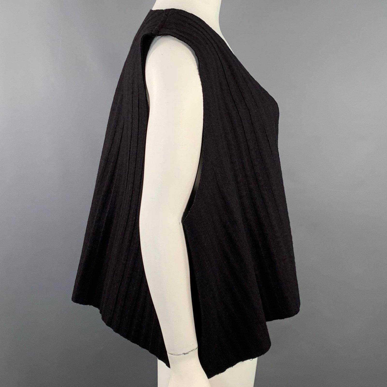 eskandar ESKANDAR Brown Purple Wool Cashmere Ribbed Open Front Vest Size L / US 10 / IT 46 - 2 Thumbnail