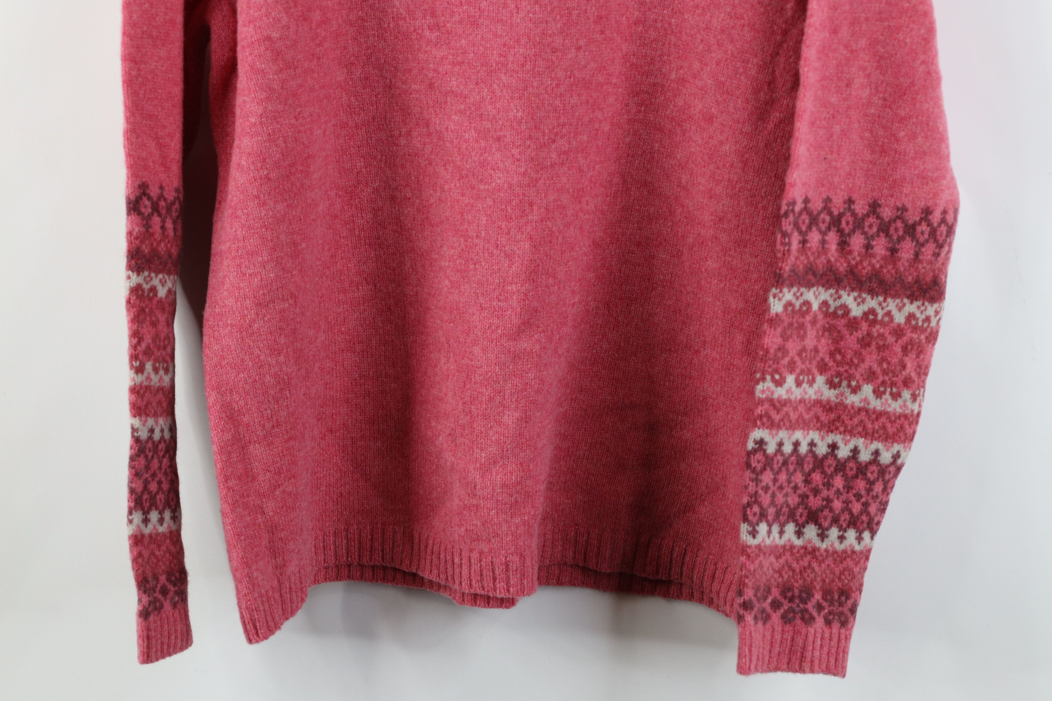 Woolrich Woolen Mills Vintage 90s Woolrich Lambswool Knit Fair Isle Sweater Pink Size L / US 10 / IT 46 - 3 Thumbnail