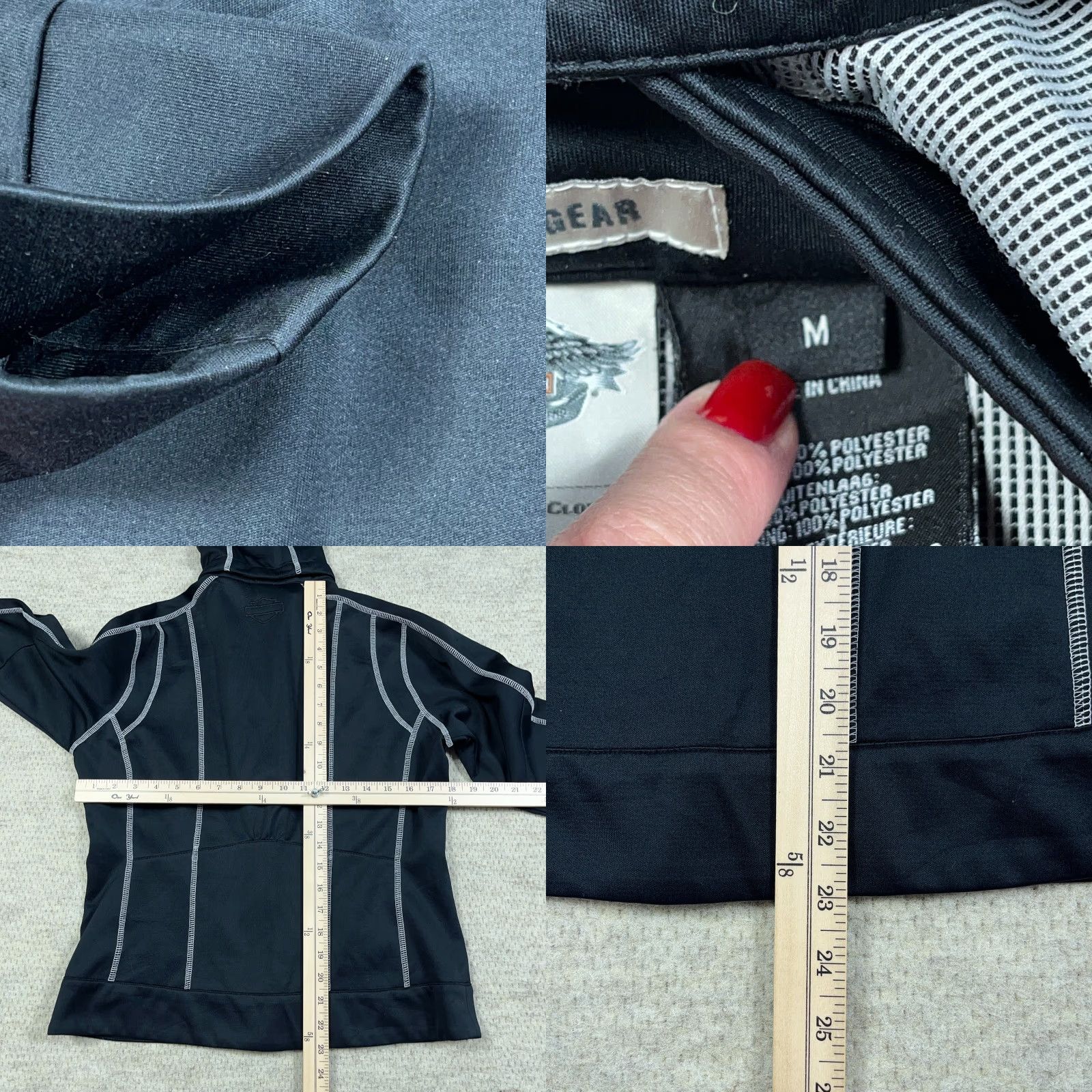 Harley Davidson Harley-Davidson Jacket Women Medium Black Soft Shell Hooded Zip Full Zip Hoodie Size L / US 10 / IT 46 - 8 Thumbnail