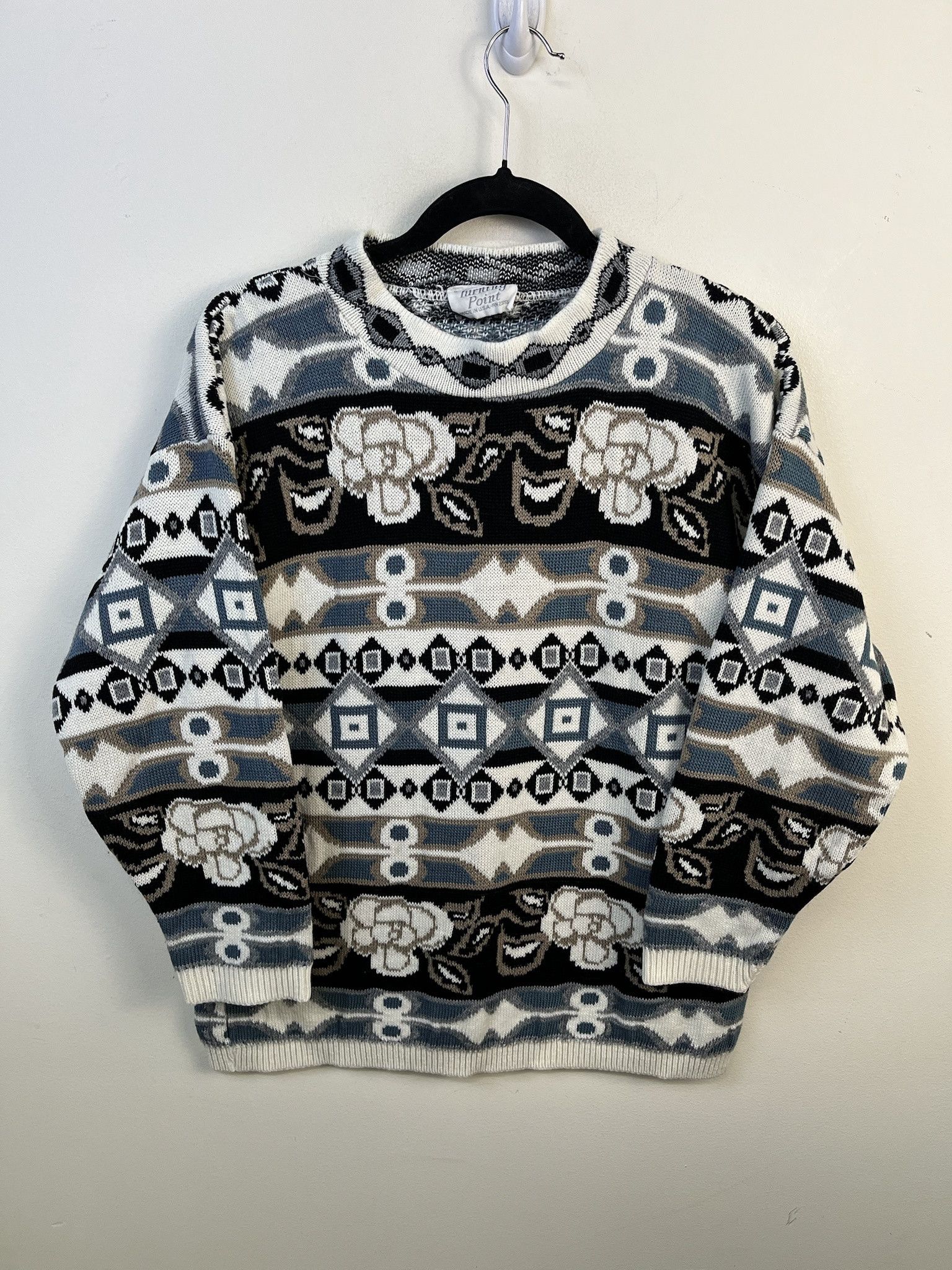 Vintage Vintage Knit Sweater 1990s Thick Knit Turning Point Blue Rose Stripe Knit Sweater Size M Size US M / EU 48-50 / 2 - 1 Preview
