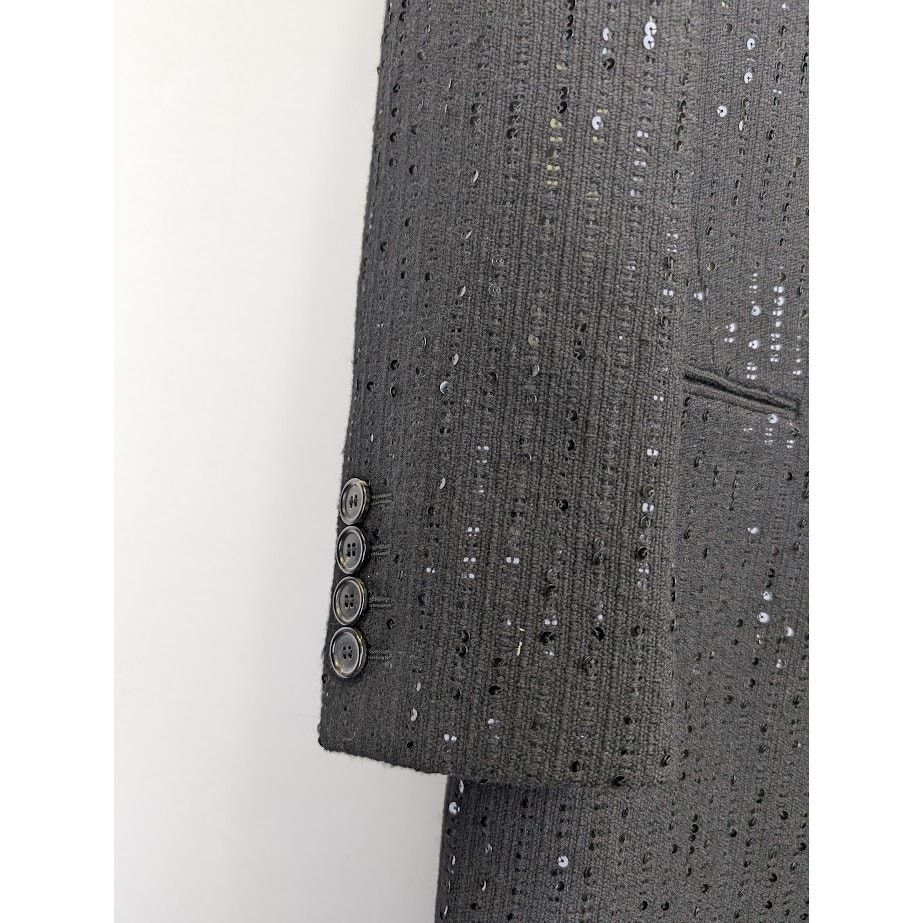 Saint Laurent Paris o1rshd1 Tweed Rayure Long Coat in Noir Brilliant Size US M / EU 48-50 / 2 - 8 Thumbnail