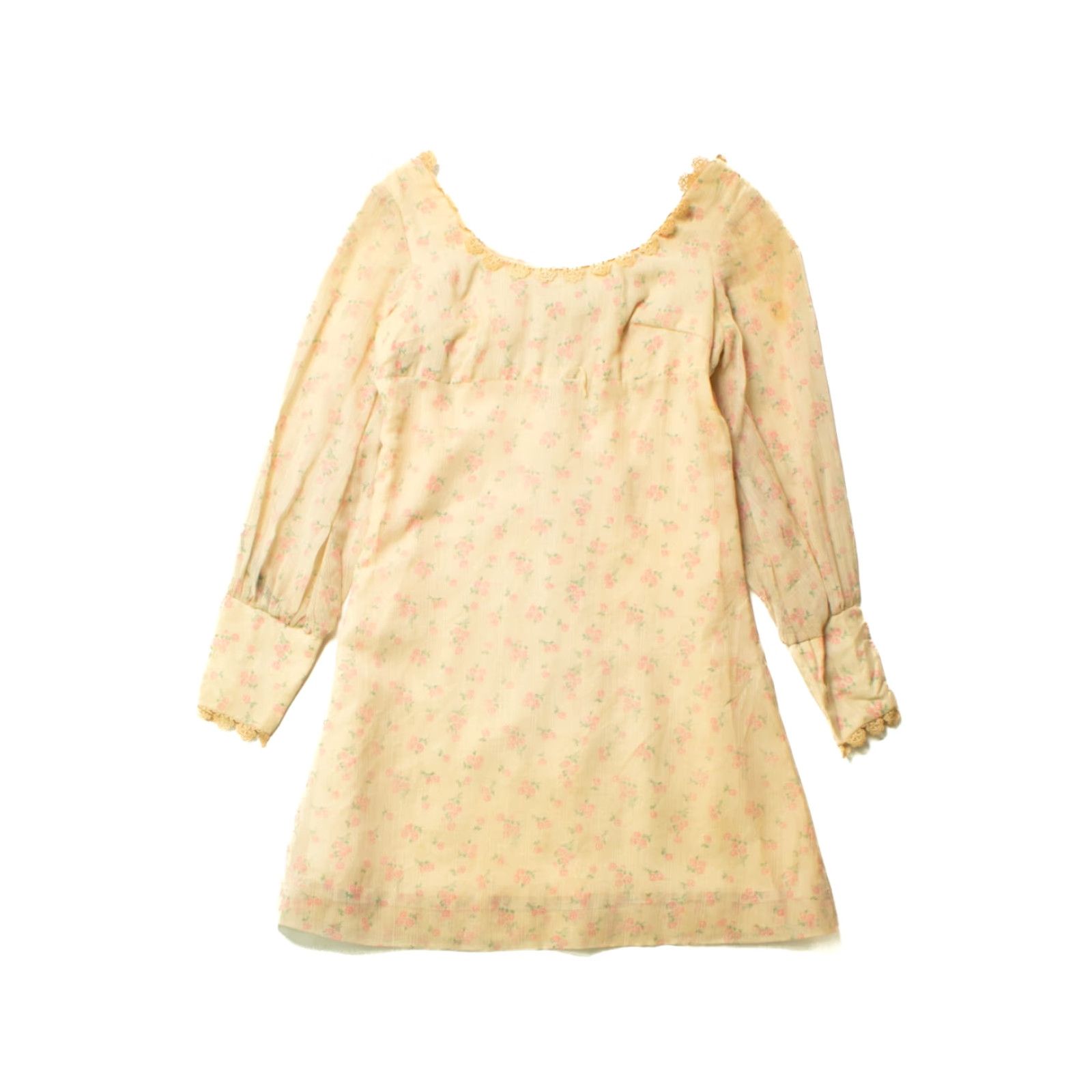 Vintage VINTAGE Young Edwardian Beige Floral Dress Medium Boho Chic Peasant Dress Womens Size M / US 6-8 / IT 42-44 - 7 Thumbnail