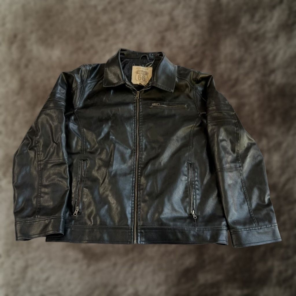 Route 66 VINTAGE Route 66 Jacket Mens M Black Faux Leather Motorcycle Lined Zip Y2K Size US M / EU 48-50 / 2 - 1 Thumbnail