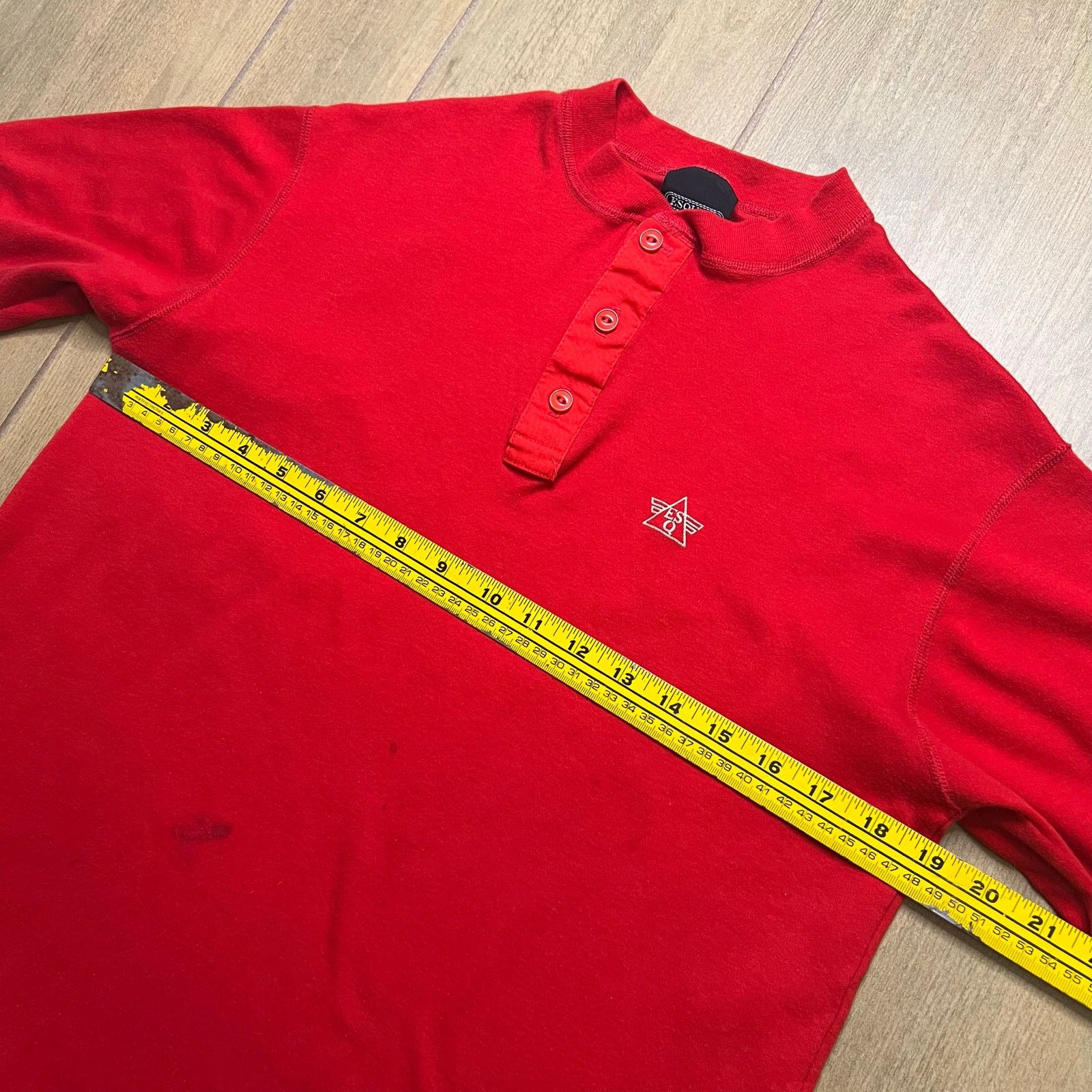 Vintage Vintage Esquire Henley Shirt Mens Large Red distress 90s Size US L / EU 52-54 / 3 - 5 Thumbnail