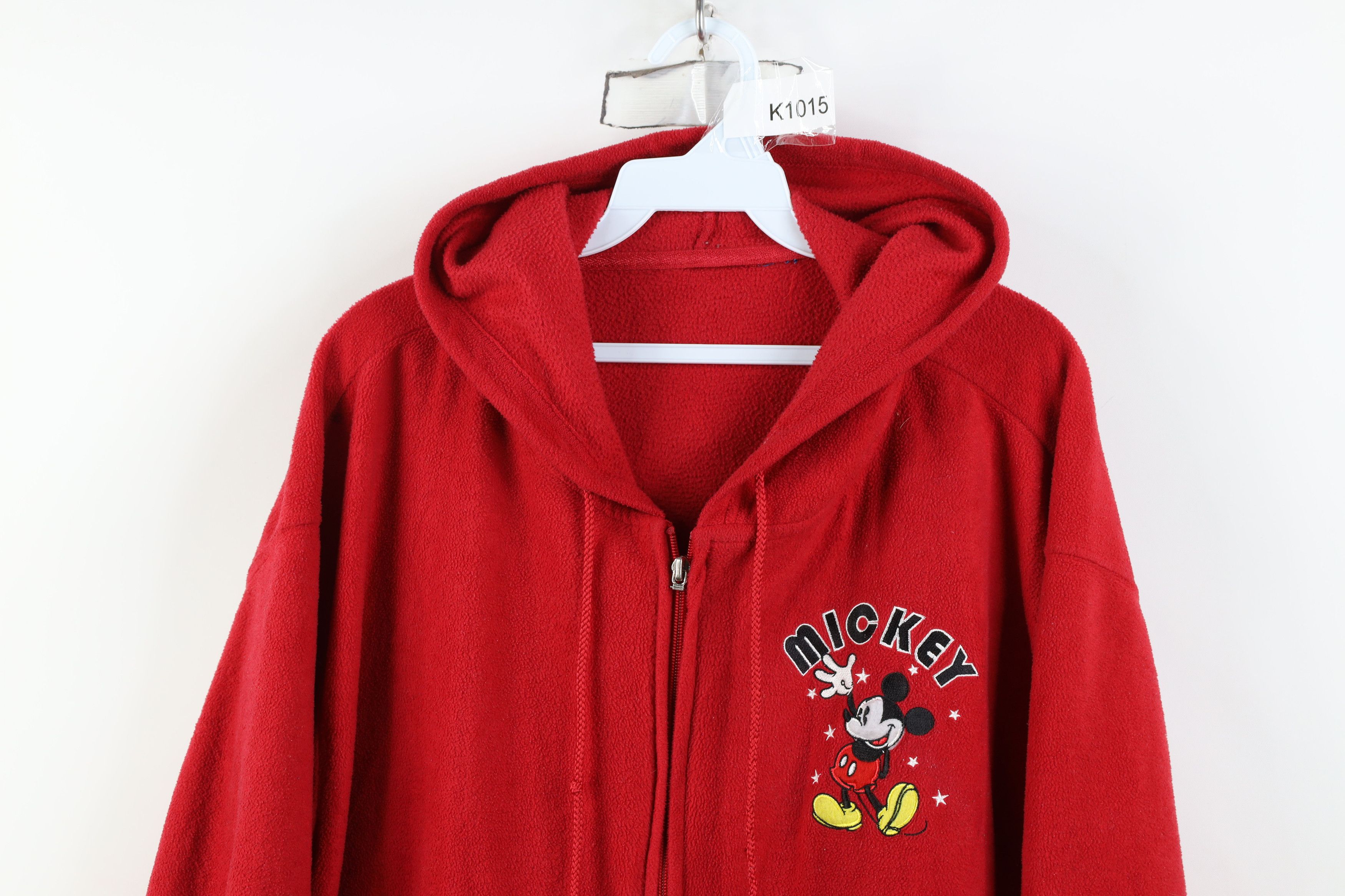 Disney Vintage 90s Disney Mickey Mouse Full Zip Fleece Hoodie Red Size 3XL / US 20-22 - 2 Thumbnail