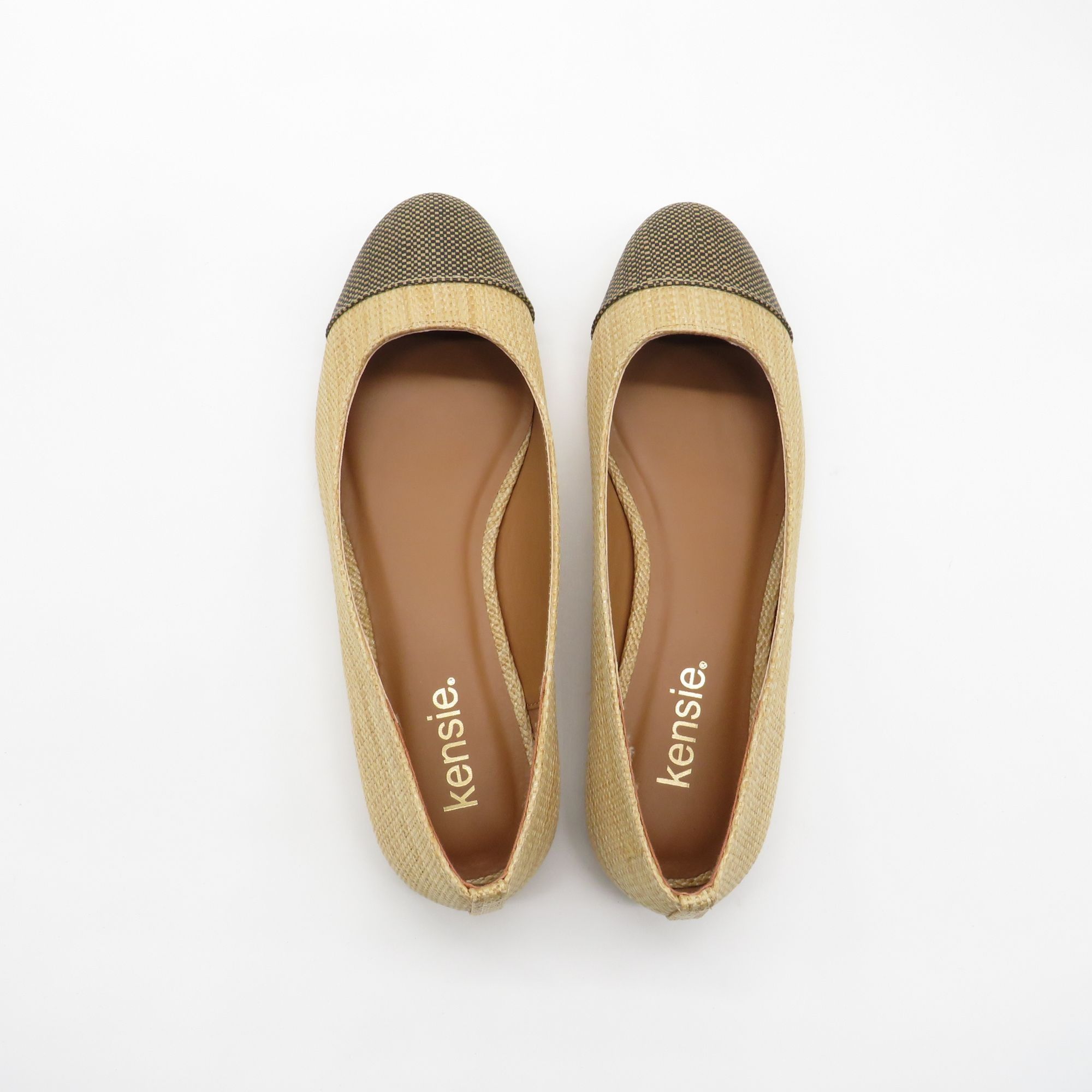 Other Kensie Women's Woven Flats Beige Brown Cap Toe Slip-On Casua Size US 6.5 / IT 36.5 - 5 Thumbnail