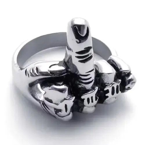 Jewelry Middle Finger Ring in Silver, Men's