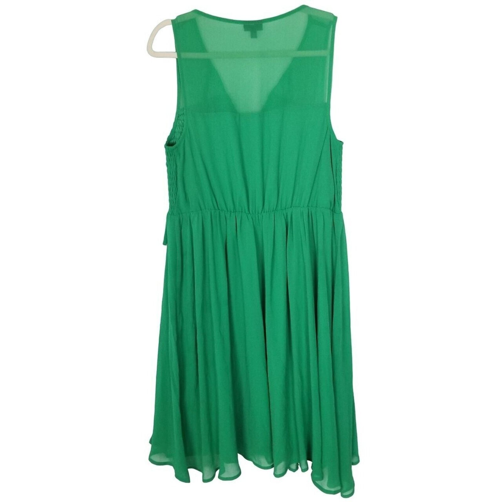 Corridor Torrid Chiffon Smocked Skater Dress Kelly Green Babydoll Size XXS / US 00 / IT 34 - 7 Thumbnail