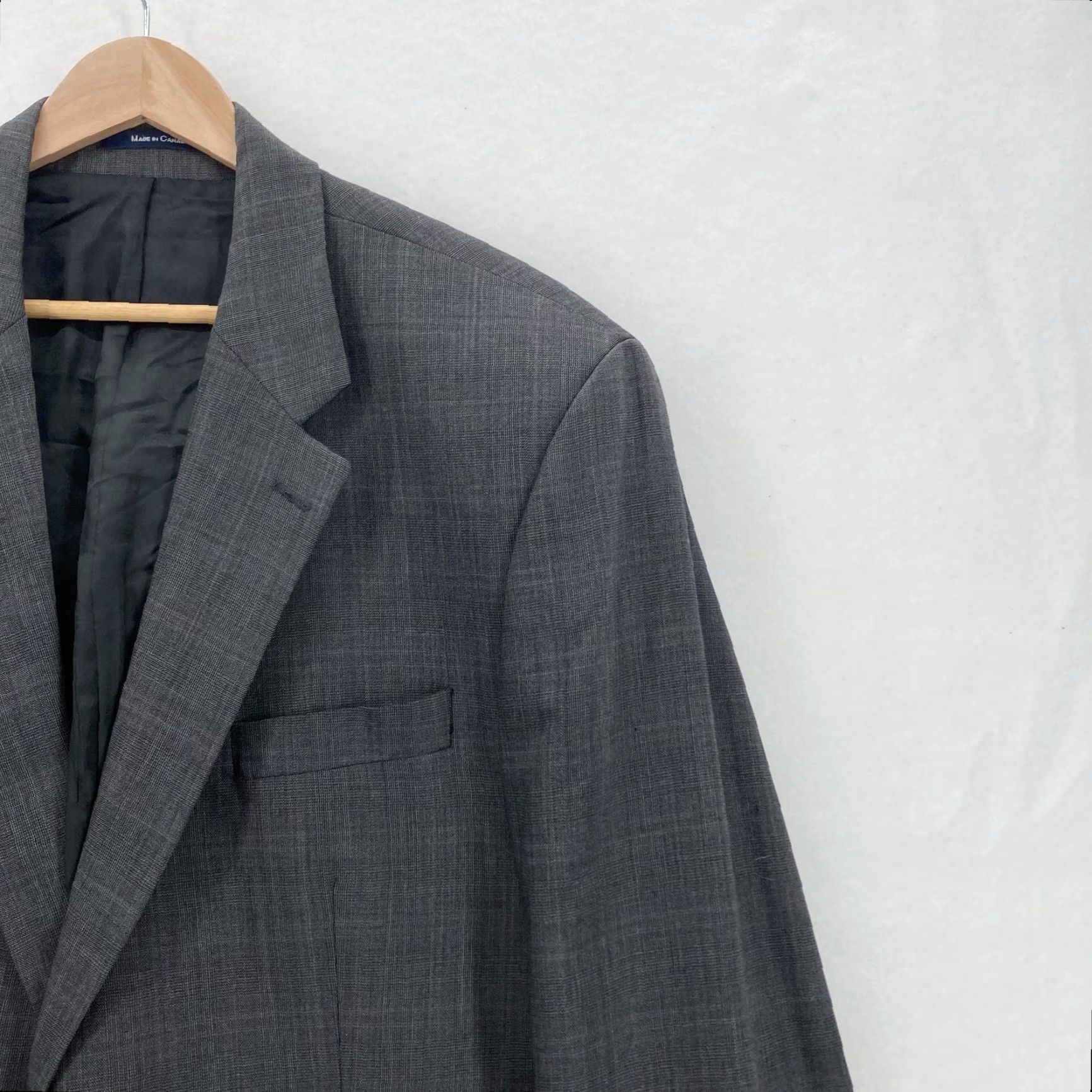 Chaps Chaps Ralph Lauren Sport Coat Blazer Mens 46L Gray Wool Glen Plaid 2 Button Jacket Size 46R - 2 Thumbnail