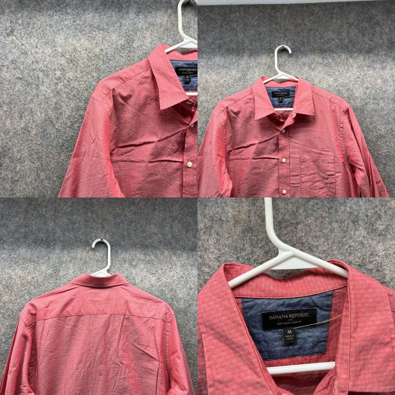 Banana Republic VINTAGE Banana Republic Shirt Men Medium Salmon Pink Dots Button Down Slim Fit Preppy Size US M / EU 48-50 / 2 - 8 Thumbnail