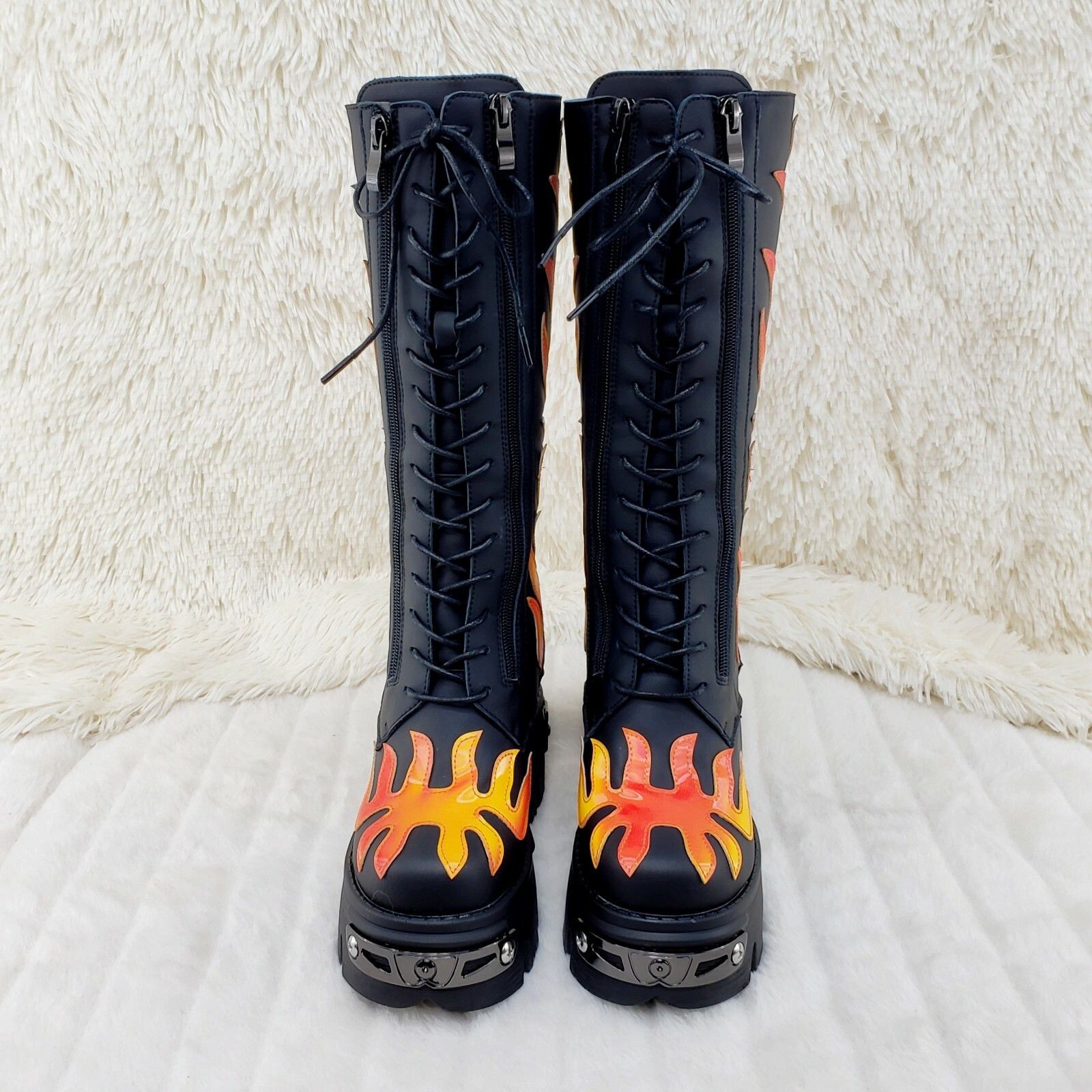 Other Wang Reflective Flame Punk Goth Rock 2" Platform 4.5 Hidden Size US 6 / IT 36 - 2 Thumbnail