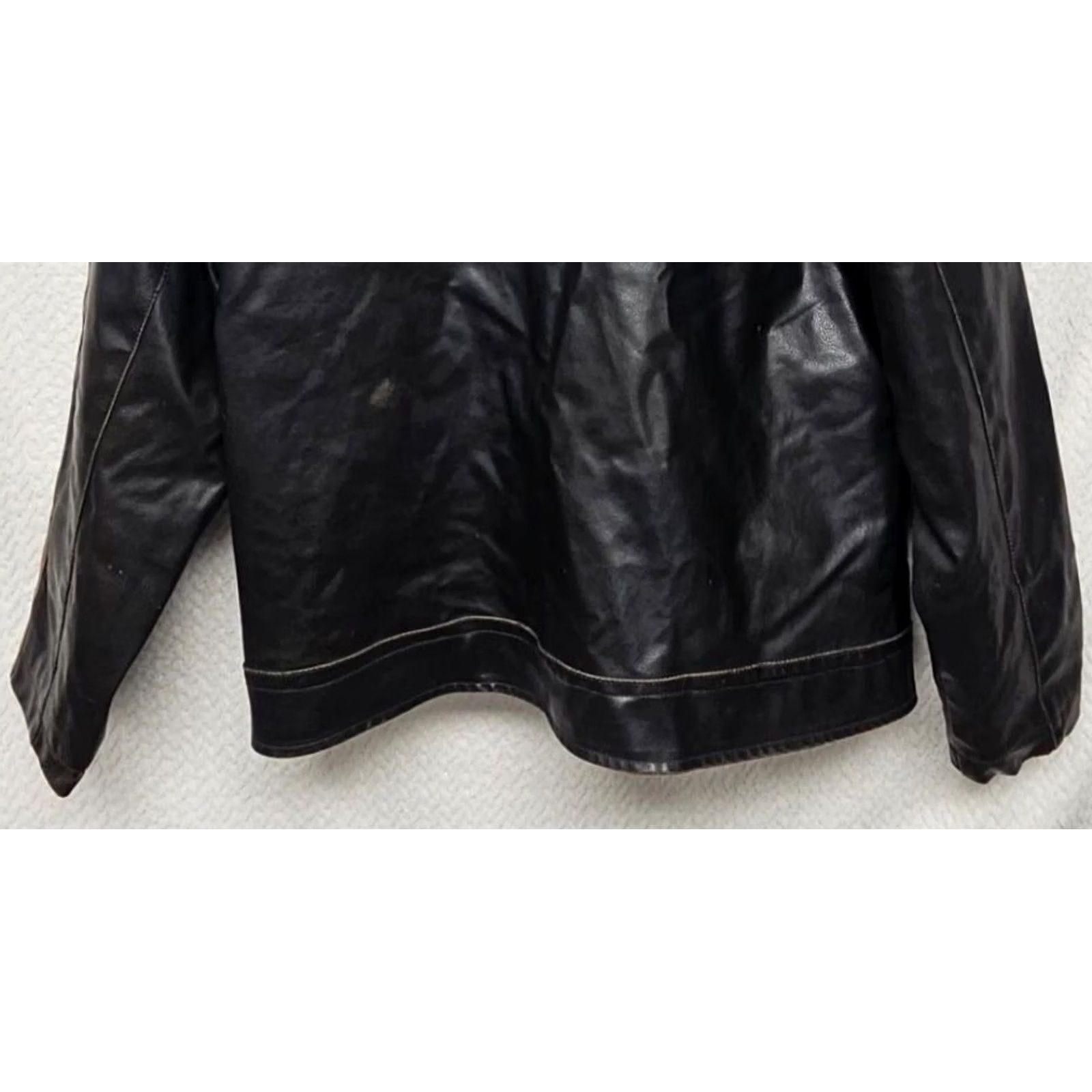 Vintage Arizona Jean Co Men’s Leather Jacket Motorcycle Jacket Striped Brown Leather Zip Pockets Size L Size US 33 - 6 Thumbnail