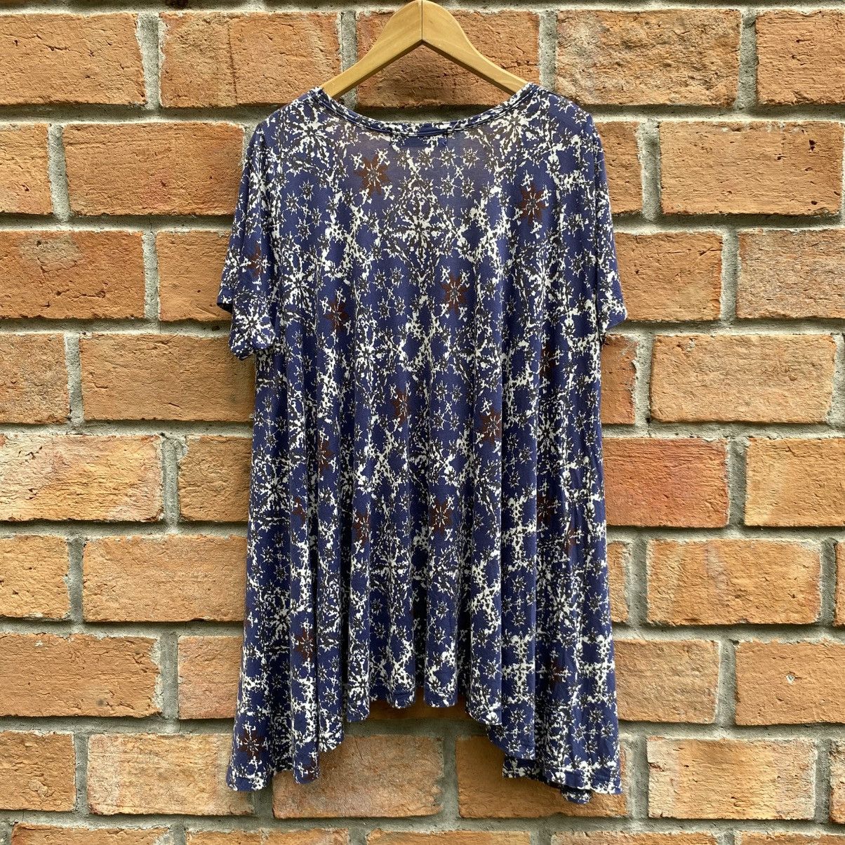 Zucca Zucca Blue Short Sleeve Printed Flare Tunic Top Size M / US 6-8 / IT 42-44 - 2 Thumbnail