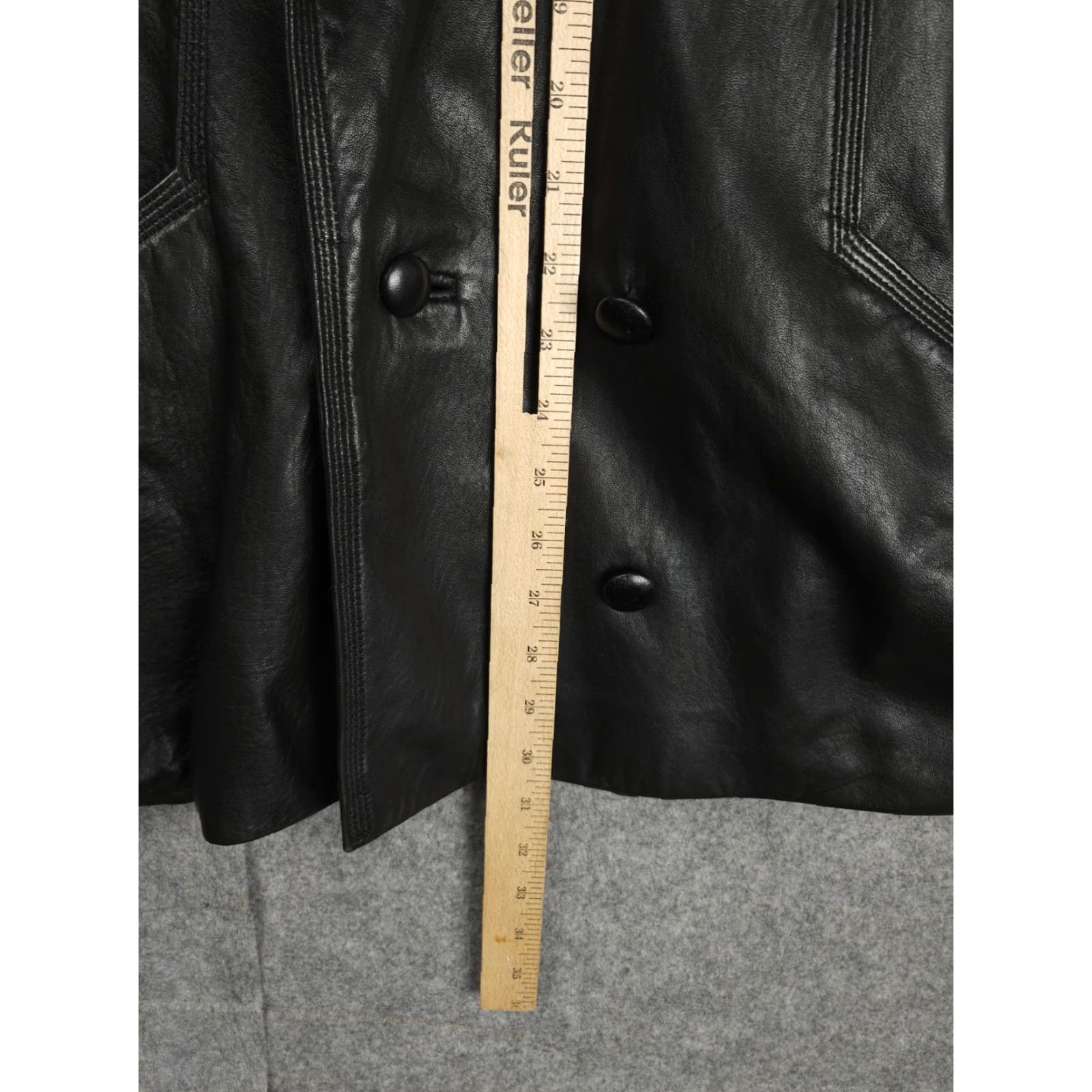 Vintage Sawyer of Napa Leather Jacket Men Large Black Button Heavy Pockets EUC Trench Coat Insulated Regular Pockets Button Size US L / EU 52-54 / 3 - 6 Thumbnail