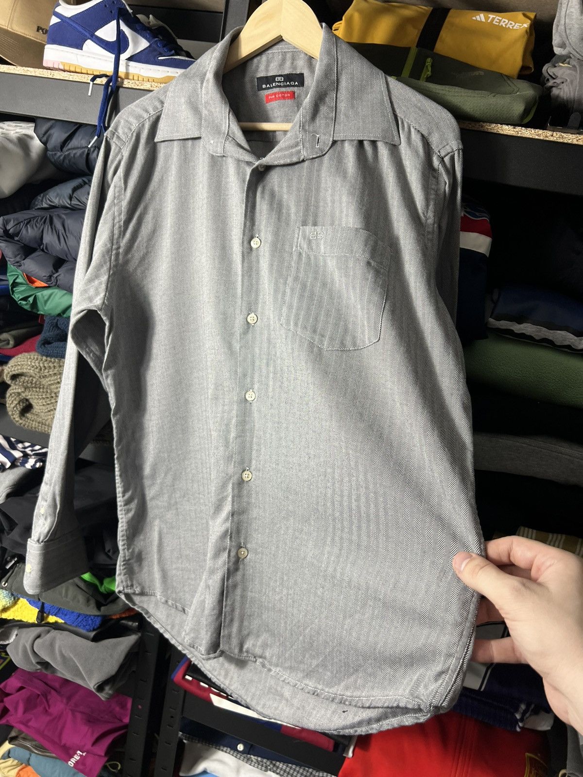Balenciaga Balenciaga Pure Cotton Herringbone Button-Up Shirt – Size 44 Size US M / EU 48-50 / 2 - 5 Thumbnail