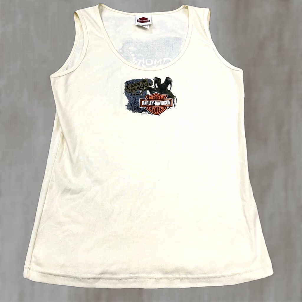 Harley Davidson VINTAGE Harley-Davidson Shirt Women XL White Tank Top Tee Dragon Y2K Ladies Top Size XL / US 12-14 / IT 48-50 - 1 Thumbnail