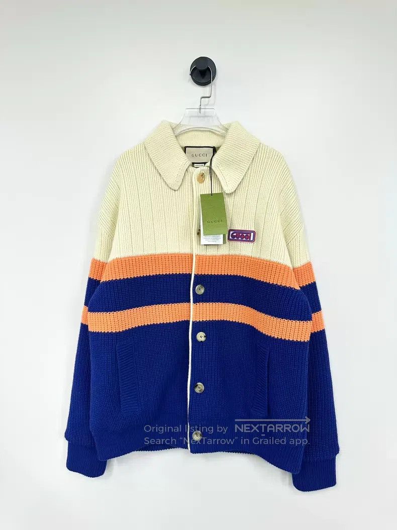 Gucci Gucci Color-blocked embroidered logo knitted jacket Size S / US 4 / IT 40 - 1 Thumbnail