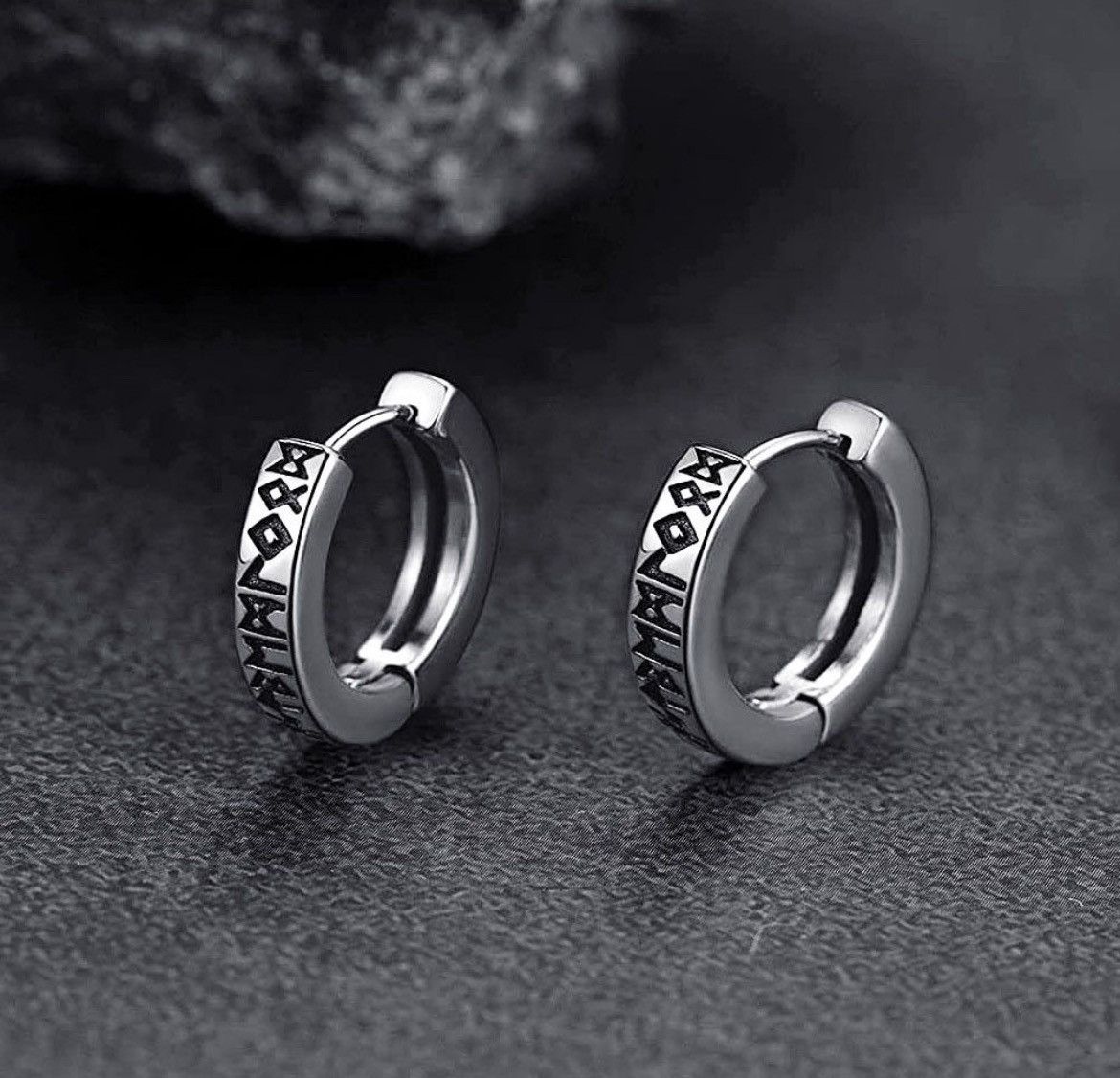 Designer × Jewelry Norwegian Viking Rune Hoop Earrings Size ONE SIZE - 1 Thumbnail