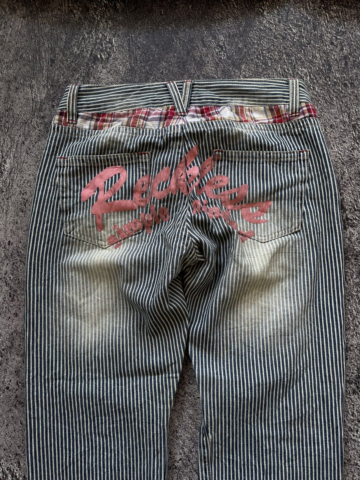 Japanese Brand Y2k Colza patchwork hickory bootcut jeans Size US 30 / EU 46 - 6 Thumbnail