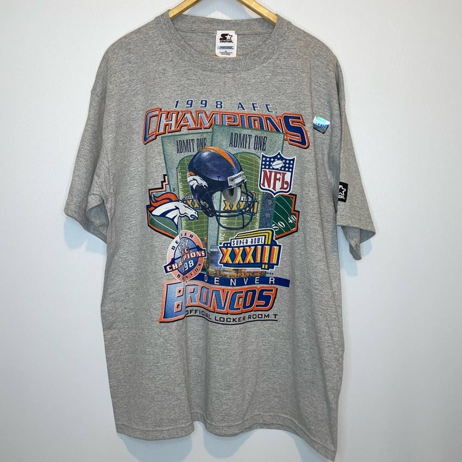 Vintage 1998 Denver Broncos AFC Champions Super Bowl T-shirt 