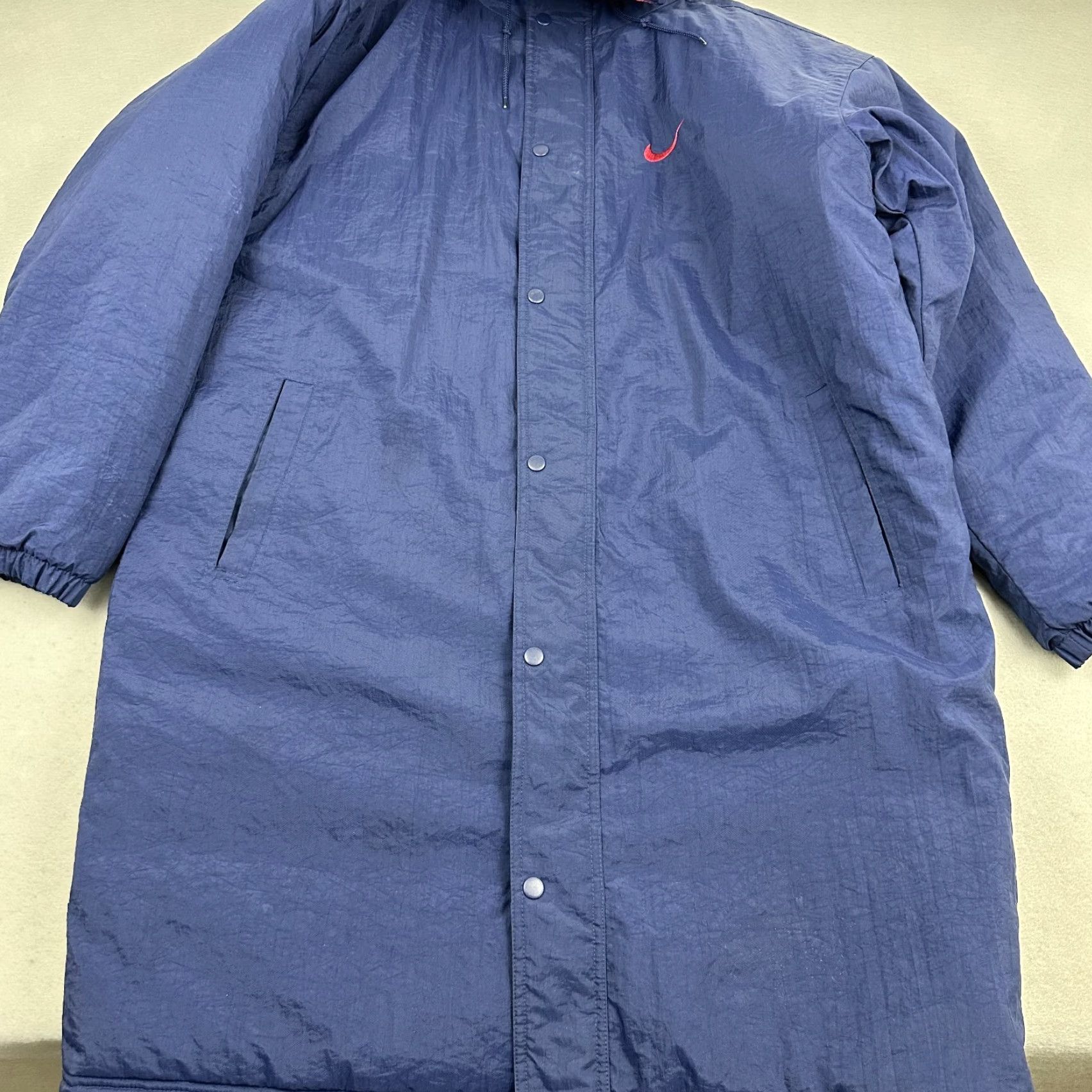 Nike VINTAGE Nike Jacket Men M Blue Solid Hooded Parka 90s Stadium Trench Coat Size US M / EU 48-50 / 2 - 2 Thumbnail