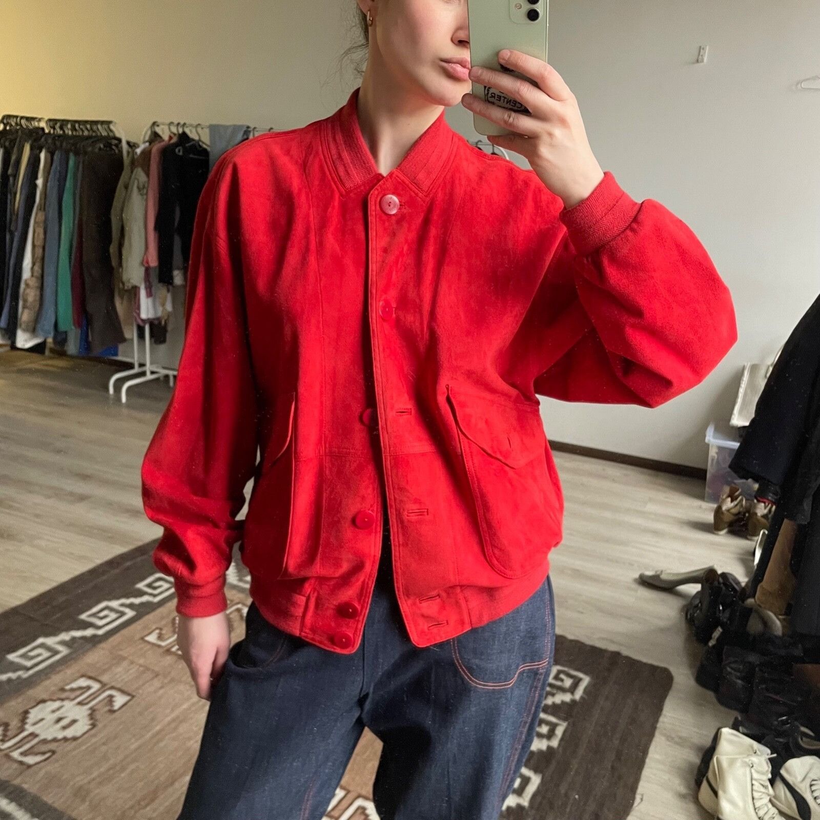 Bogner Bogner Vintage Red Real Leather Bomber Jacket 8979AC Size XL / US 12-14 / IT 48-50 - 1 Thumbnail