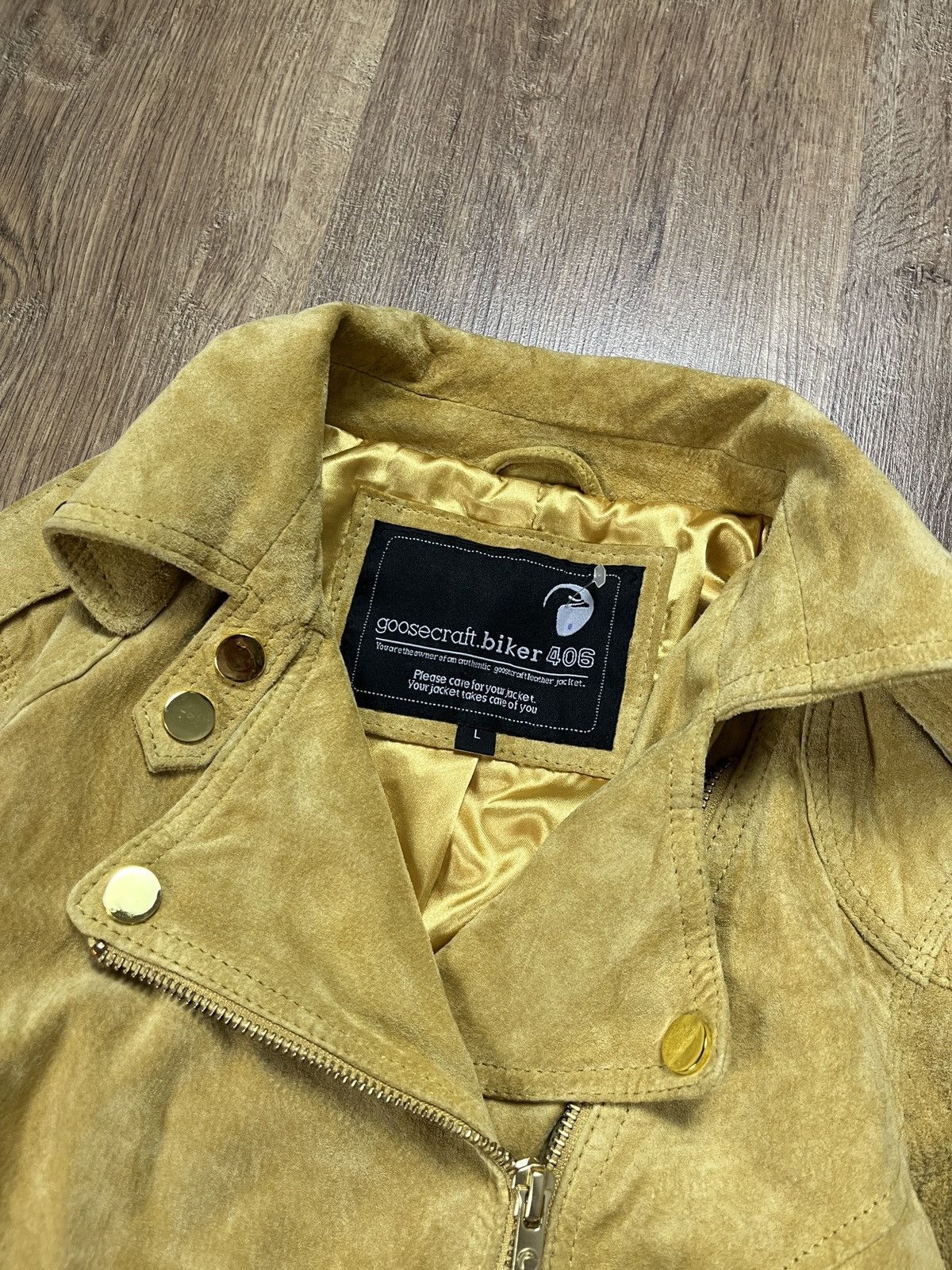 GOOSECRAFT ➕ yellow suede leather goosecraft biker jacket ramones Size L / US 10 / IT 46 - 3 Thumbnail