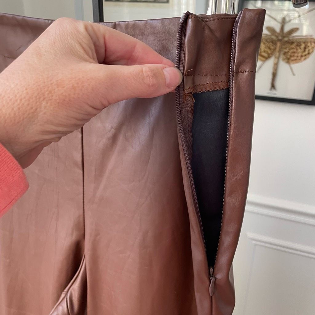 Other S Betro Faux Vegan Leather Brown Side Zip Pants M Long 34” Size 28" / US 6 / IT 42 - 4 Thumbnail