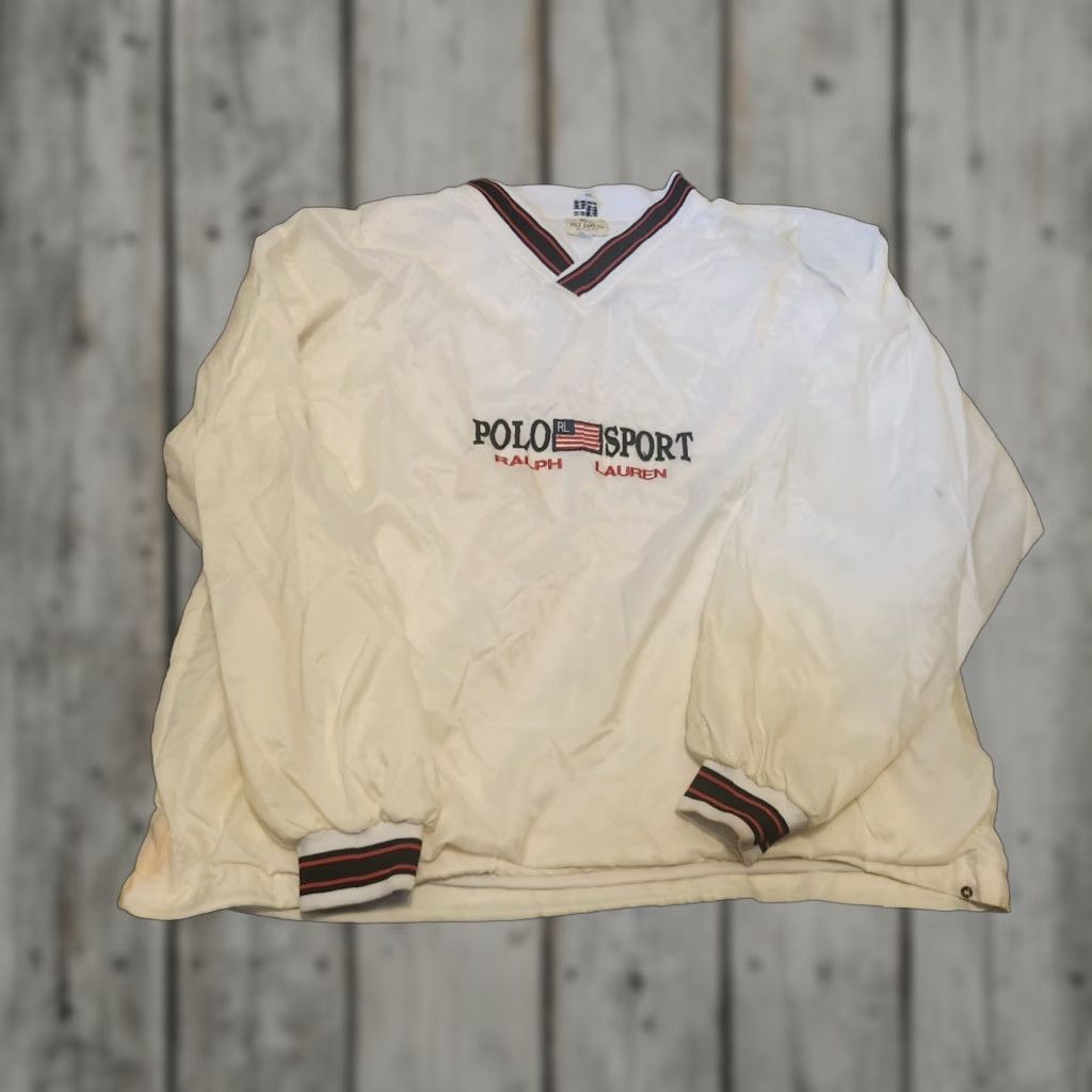 Ralph Lauren VINTAGE Ralph Lauren Polo Sport Windbreaker Jacket L White 90s Logo Mens Jacket Size US L / EU 52-54 / 3 - 1 Thumbnail