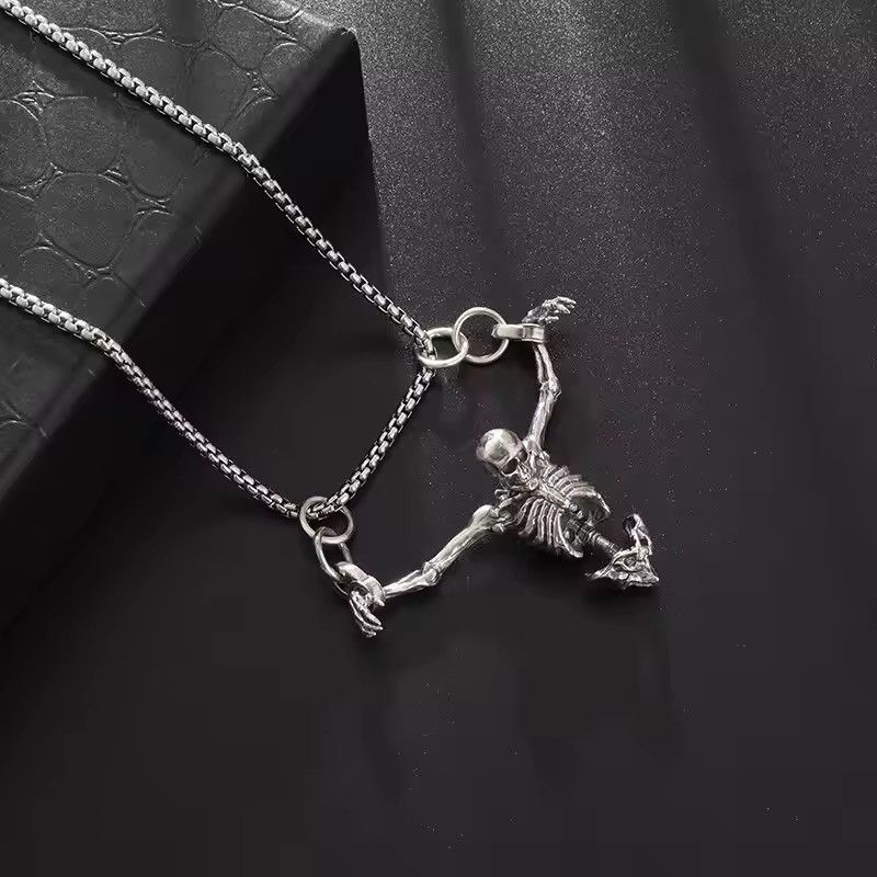 Jewelry Gothic Skeleton Pendant Necklace Size ONE SIZE - 4 Thumbnail