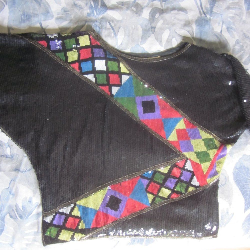 Vintage SCALA Vintage Sequin Top Womens Size L Long Dolman Sleeve Bl Size L / US 10 / IT 46 - 8 Thumbnail
