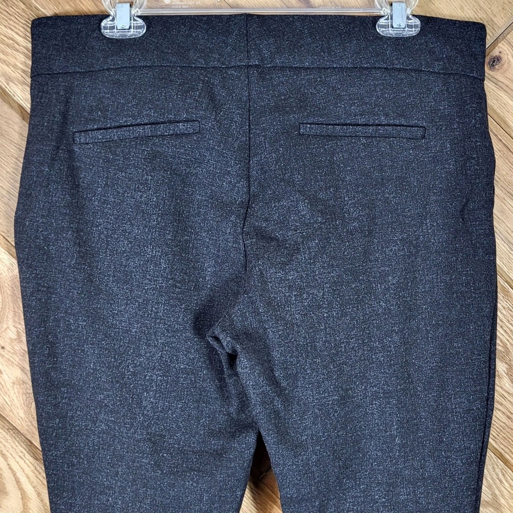 Vintage Hilary Radley Dress Pants Womens L Large Pintuck Pull On Ankle Dark Gray Knit Straight Front Pocketing Slimming Comfort Black/Gray Size 36" / US 14 / IT 50 - 4 Thumbnail