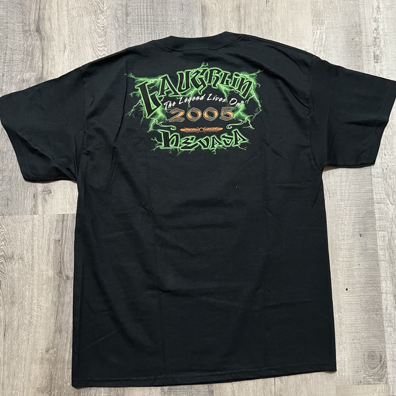 Delta VTG Laughlin Nevada 2005 Green Flames Y2K Skeleton T Shirt L Size US L / EU 52-54 / 3 - 2 Thumbnail