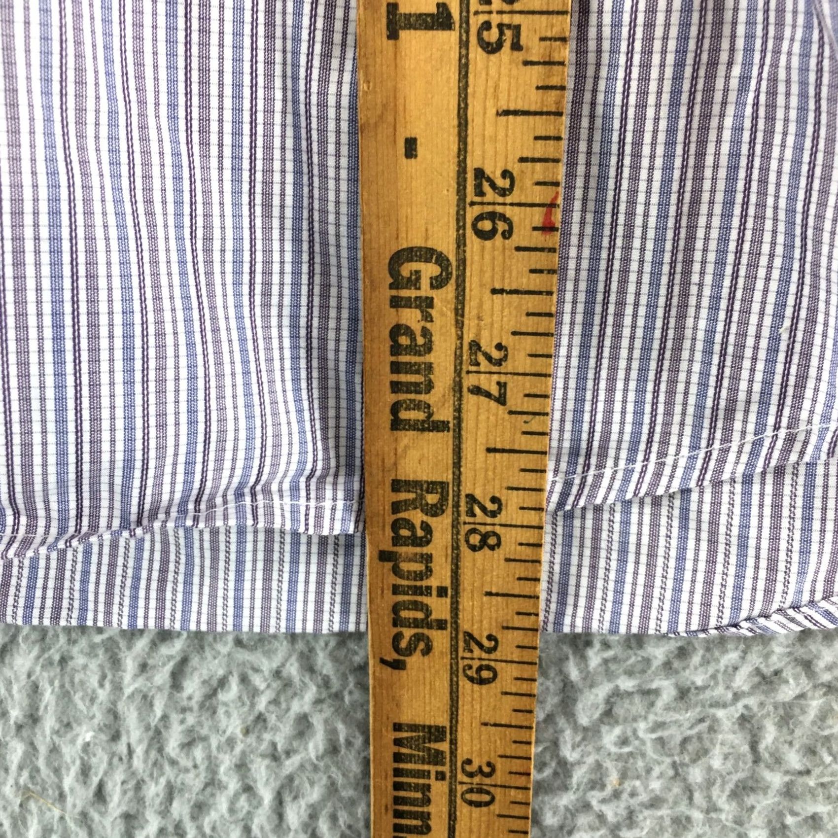 Calvin Klein Calvin Klein Dress Shirt Mens M Slim Fit Purple Stripe Long Sleeve Cotton Dress Shirt Striped Button-Down Collar Size 40R - 5 Thumbnail