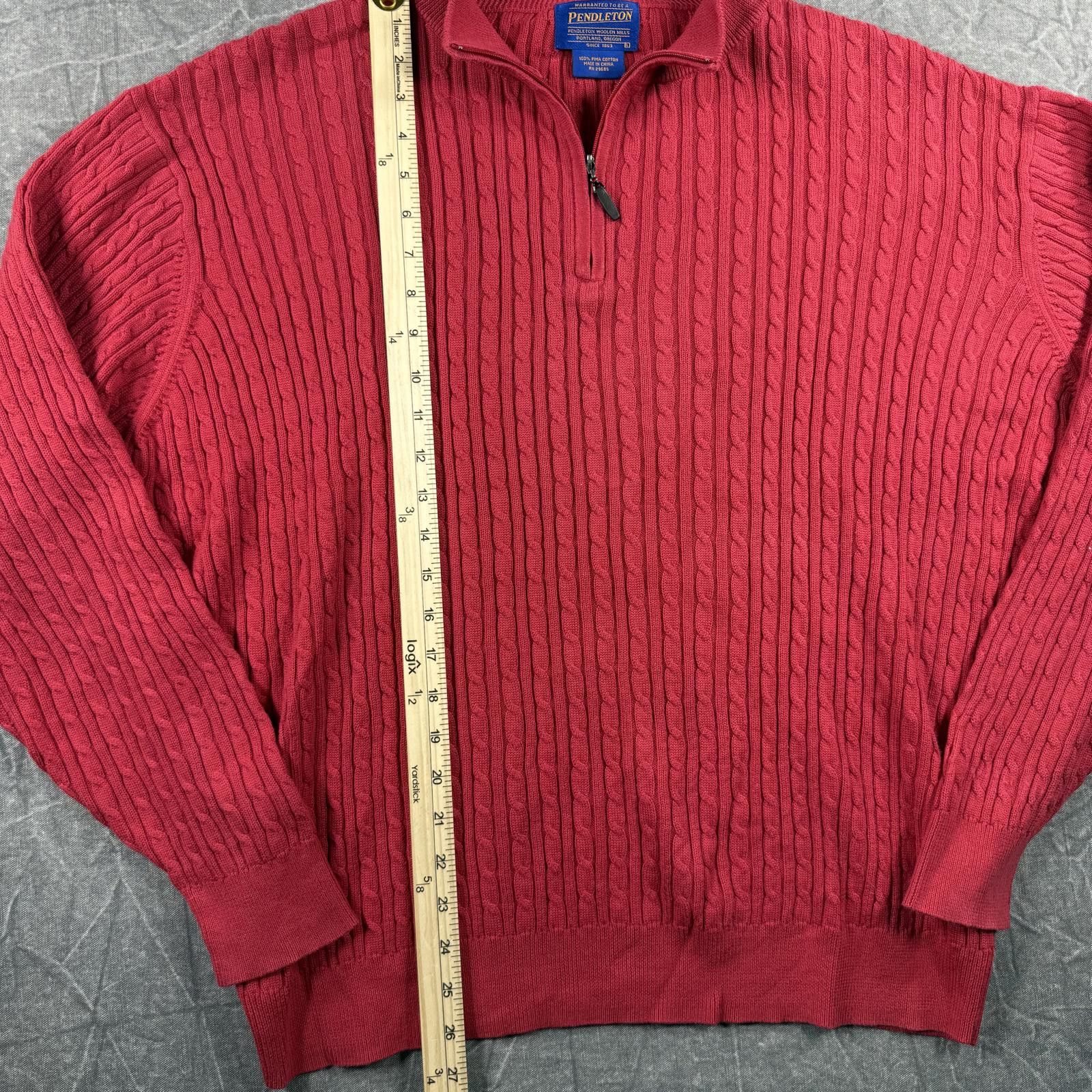 Pendleton Pendleton Sweater Men's L Red 1/4 Zip Fisherman Pima Cotton Size US L / EU 52-54 / 3 - 3 Thumbnail