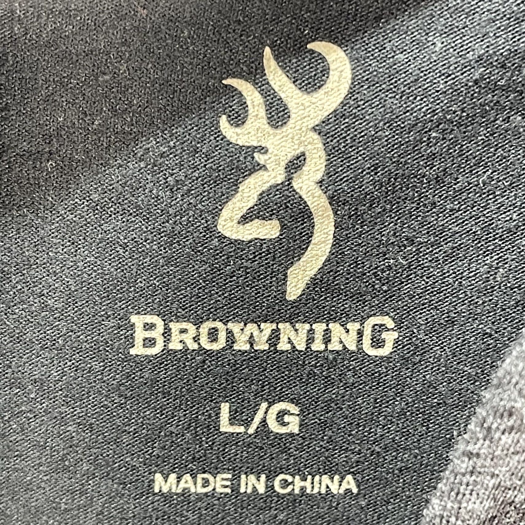 Vintage Browning Shirt Mens Large Gray Hooded Long Sleeve Raglan Buckmark Flag Graphic Size US L / EU 52-54 / 3 - 6 Thumbnail