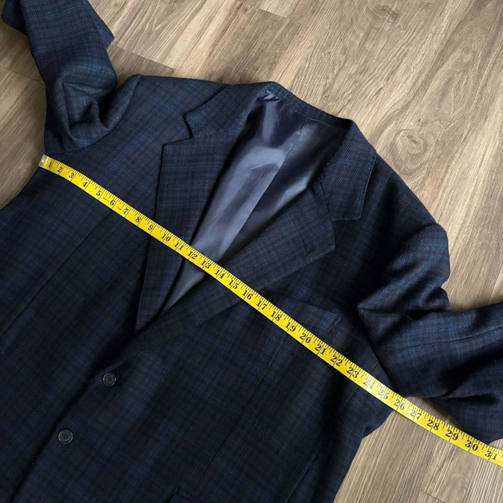 SCABAL Scabal Super 130s Wool Blue Plaid Blazer Men's Size 52R Size 52R - 6 Thumbnail
