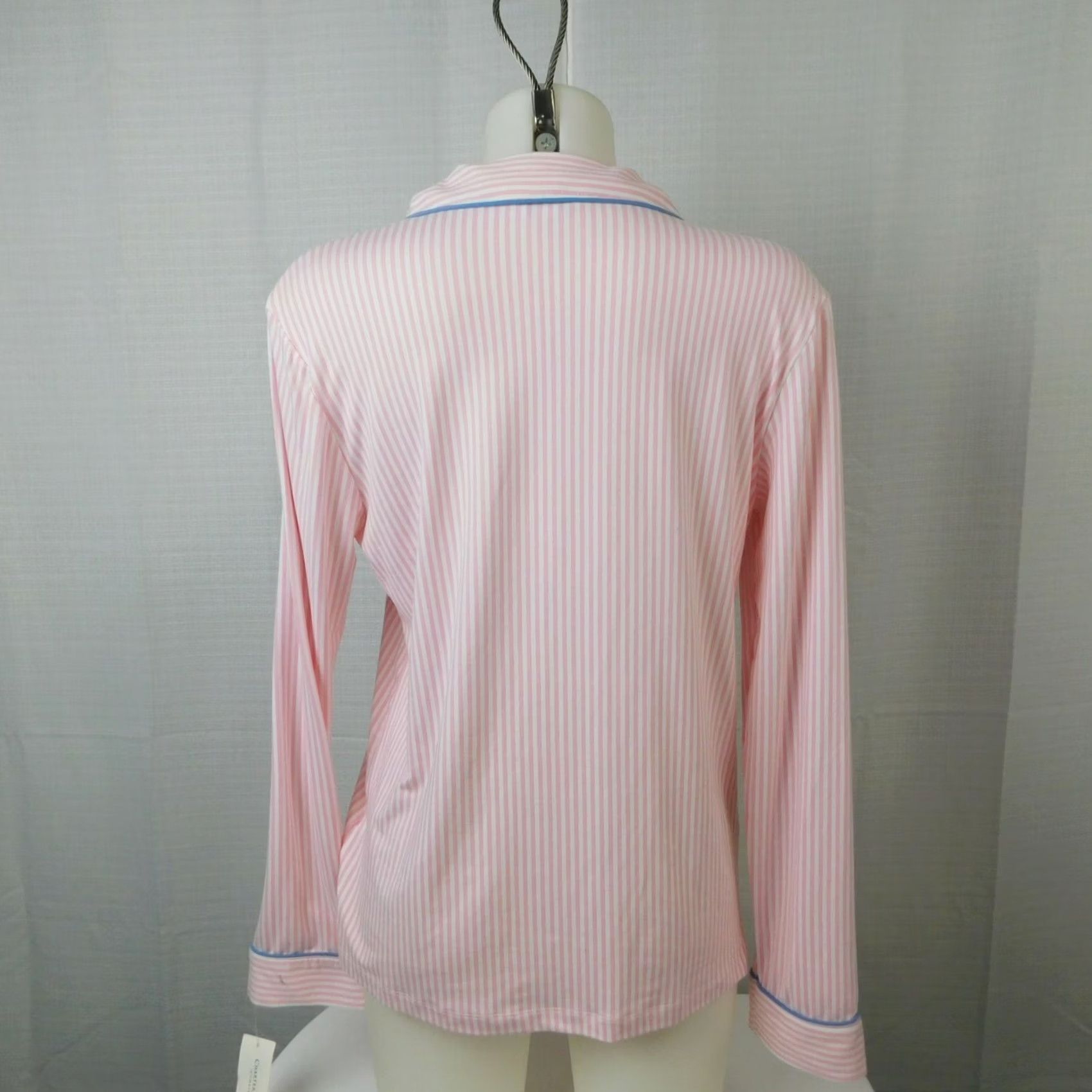 Charter Club Charter Club Pajama Top Long Sleeve Notch Collar Knit Pink Stripe Small #6971 Mens Womens Girls Boys Size S / US 4 / IT 40 - 3 Thumbnail