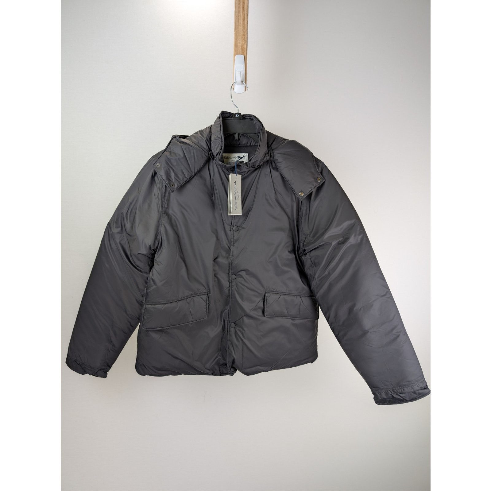 Officine Generale o1rshd1 Shell Hooded Jacket in Black Size US M / EU 48-50 / 2 - 2 Thumbnail